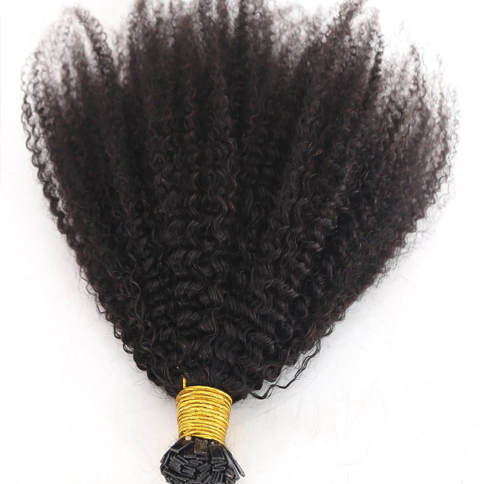 ZigZag Afro Kinky Curly Human Hair Extensions 4B 4C - 100 Strands Flat Tip Keratin Fusion Hair - Natural Black Color (20 Inch) - Perfect for Protective Styles, Braids, Weaves & Natural Hair Care