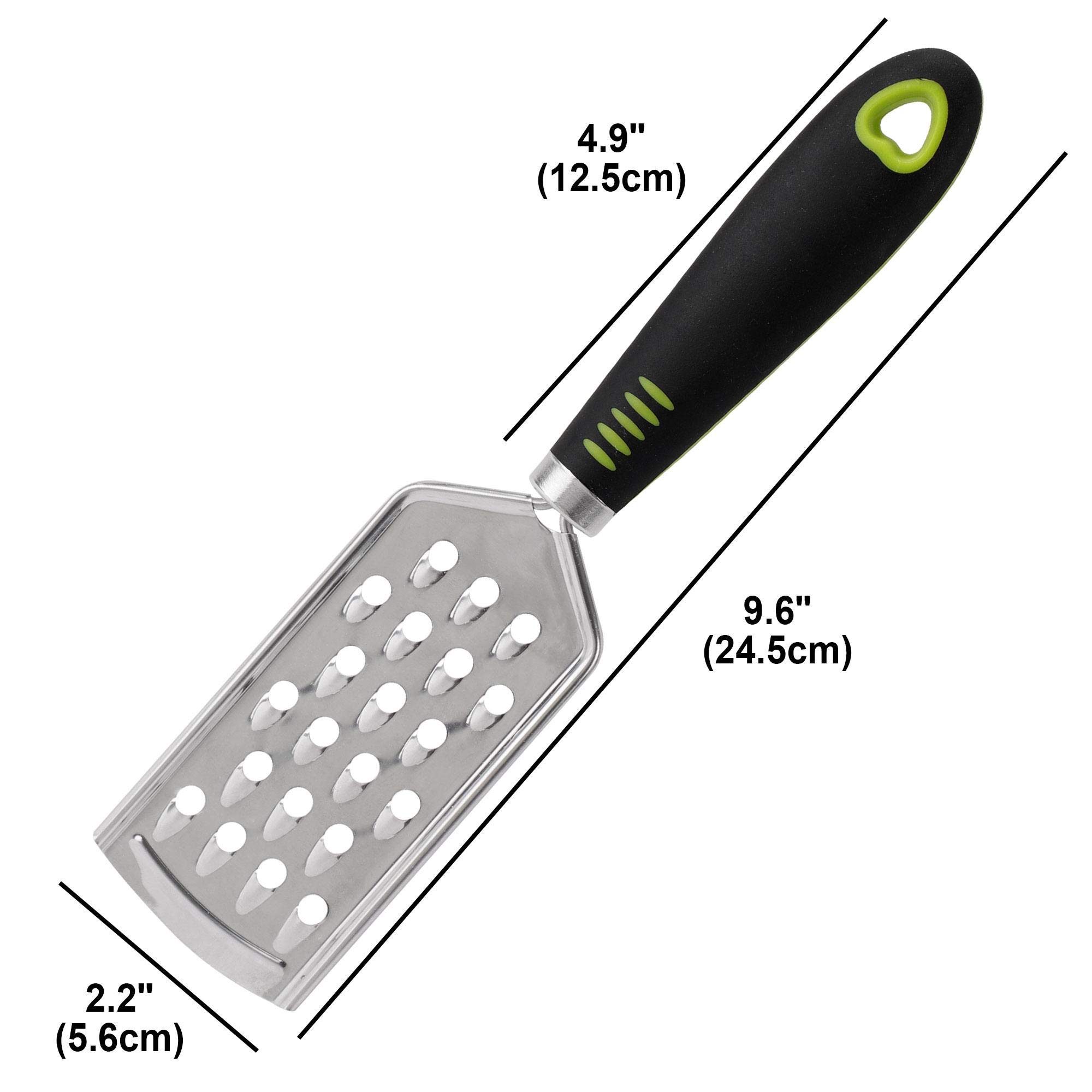 Premium Stainless Steel Cheese Grater with Ergonomic Handle - Handheld Kitchen Tool for Parmesan, Vegetables & Potatoes - Perfect for Cooking, Baking & Meal Prep