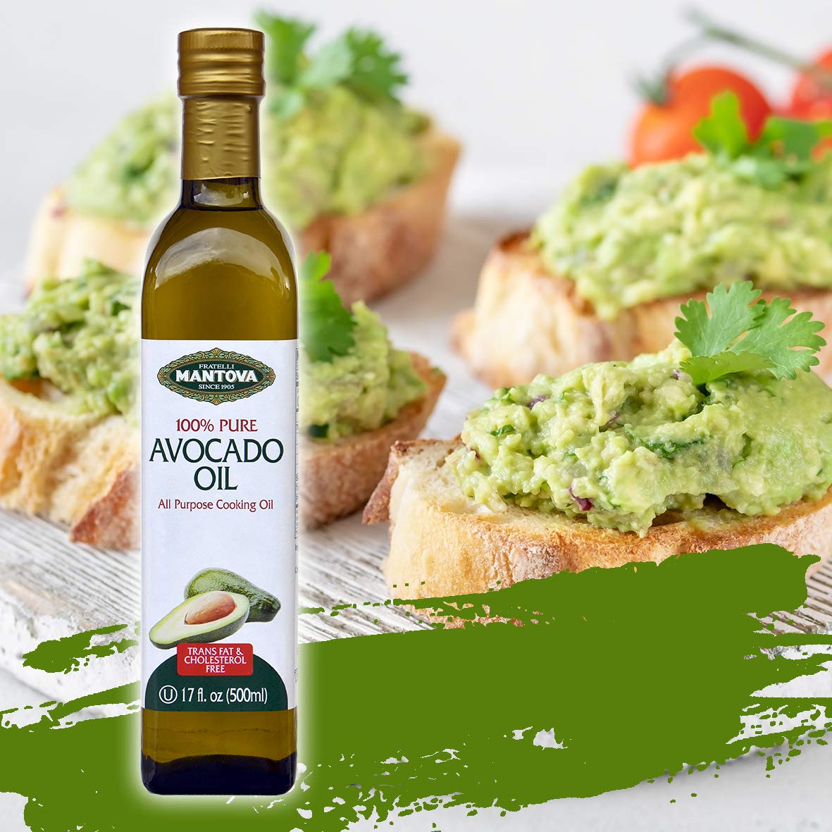 Premium Mantova Avocado Oil - 17 oz, Cold Pressed, Extra Virgin, Rich in Healthy Fats - Perfect for Cooking, Salad Dressings & Skin Care