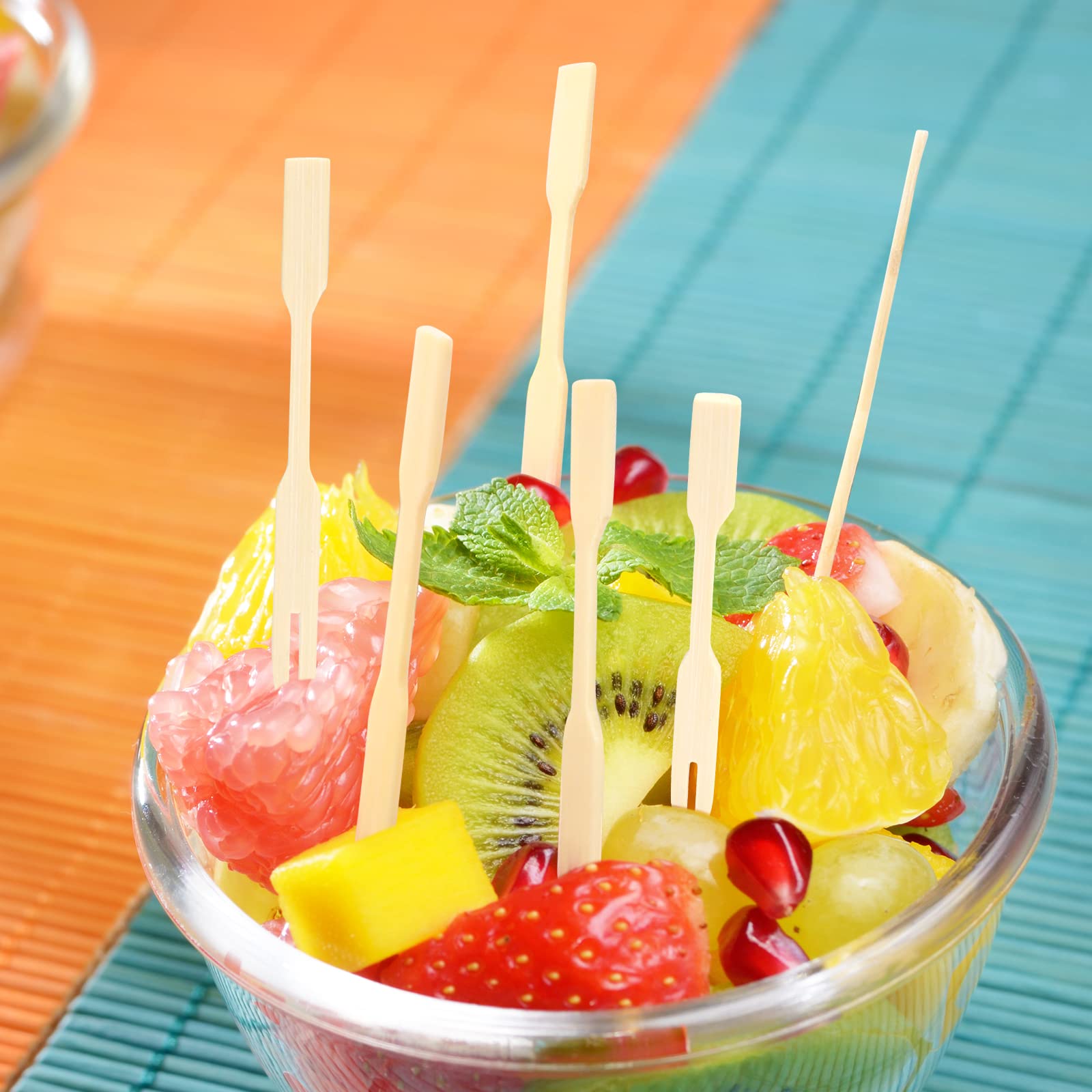 Mini Bamboo Forks 3.5 Inches - Eco-Friendly Disposable Wooden Appetizer Forks for Desserts, Cocktails, Charcuterie Boards | 110 PCS Small Double-Prong Toothpicks for Parties, Picnics & Catering Events