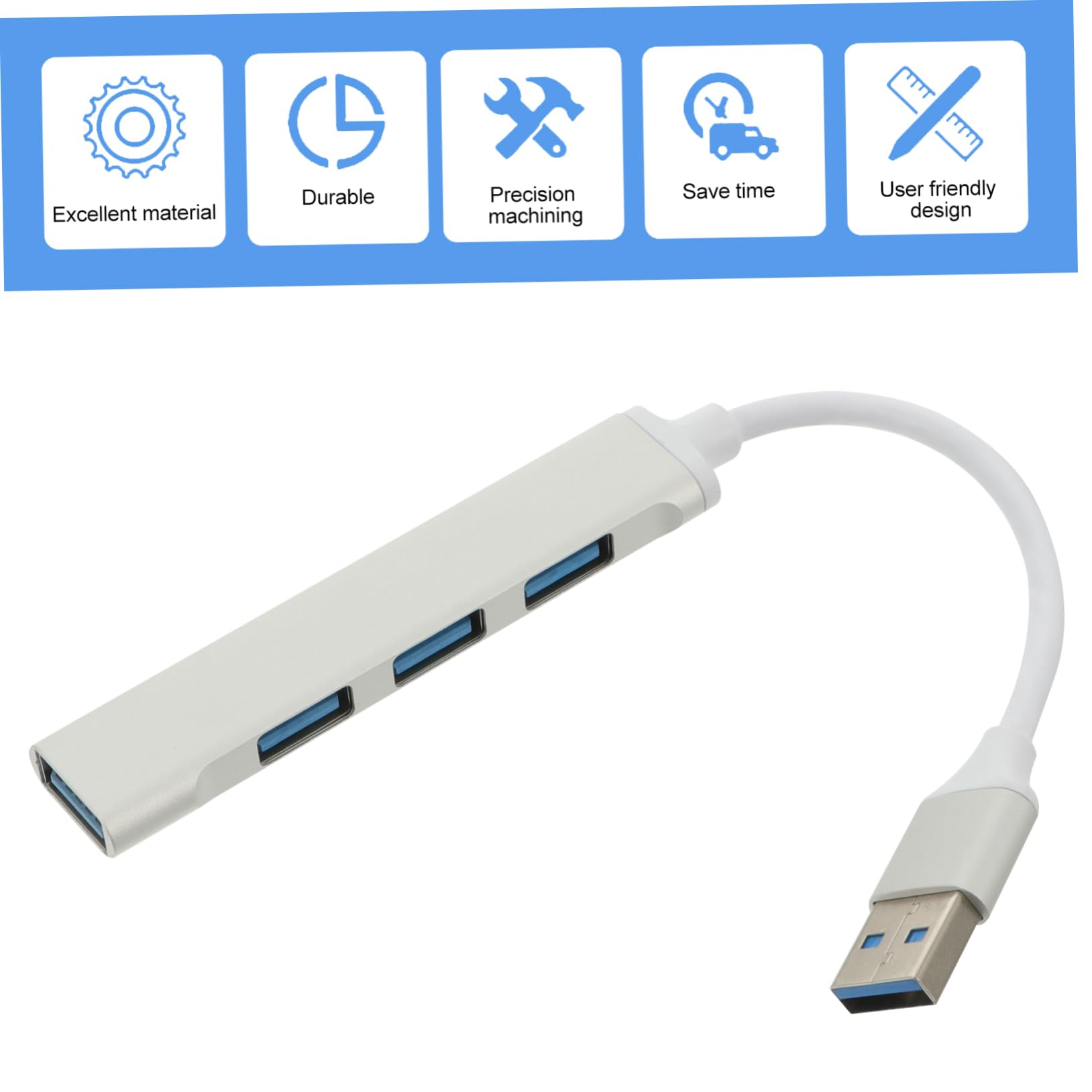 HEMOTON 4-Port USB 3.0 Hub - Aluminum Alloy Multi-Port USB Splitter with Earth Tone Finish | High-Speed Data Transfer, USB Extender & Docking Station | Perfect for Travel, Office & Home Use