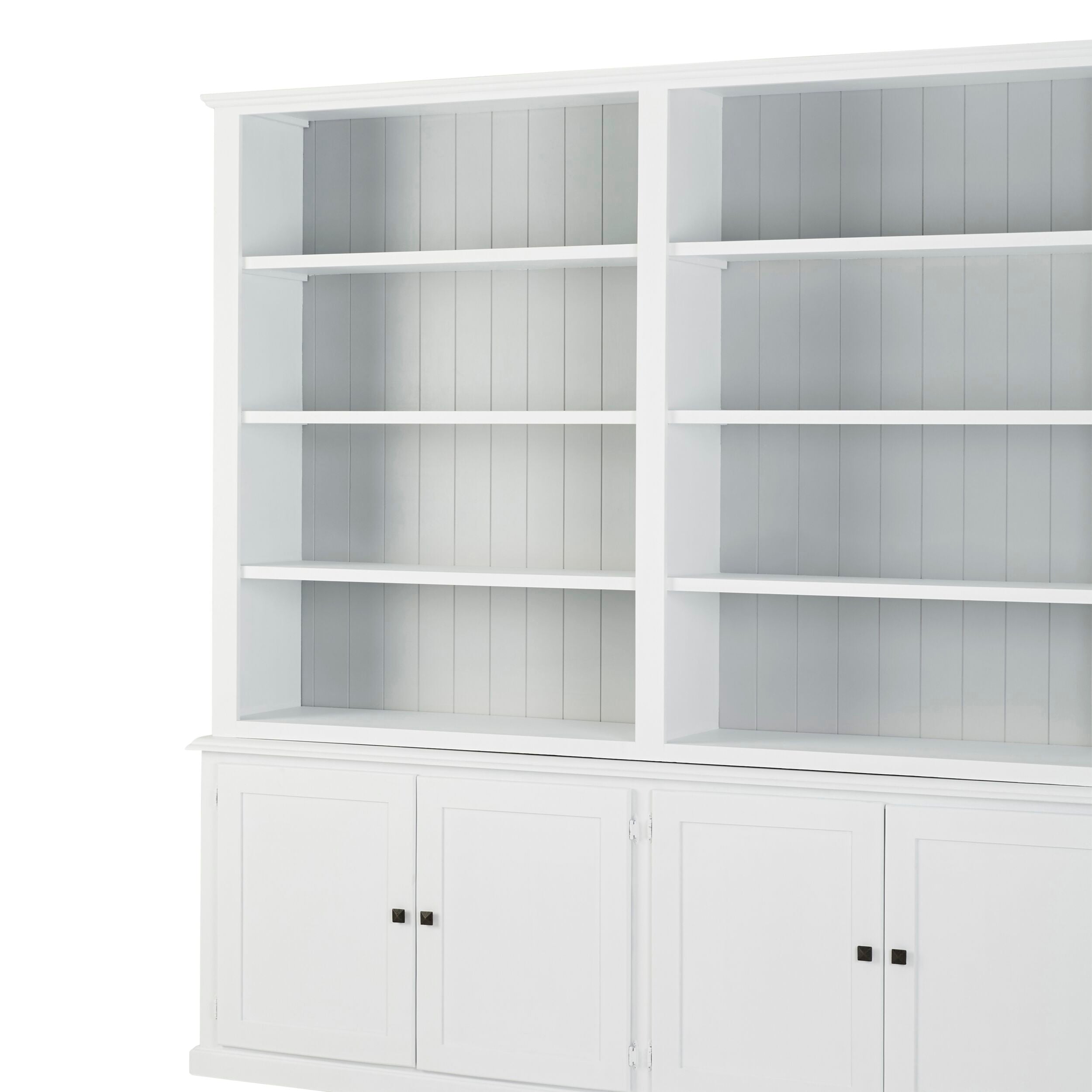 White Armand 4-Door Library Bookcase 240x240cm - Modern Storage Shelf for Living Room, Office & Study Room Organization
