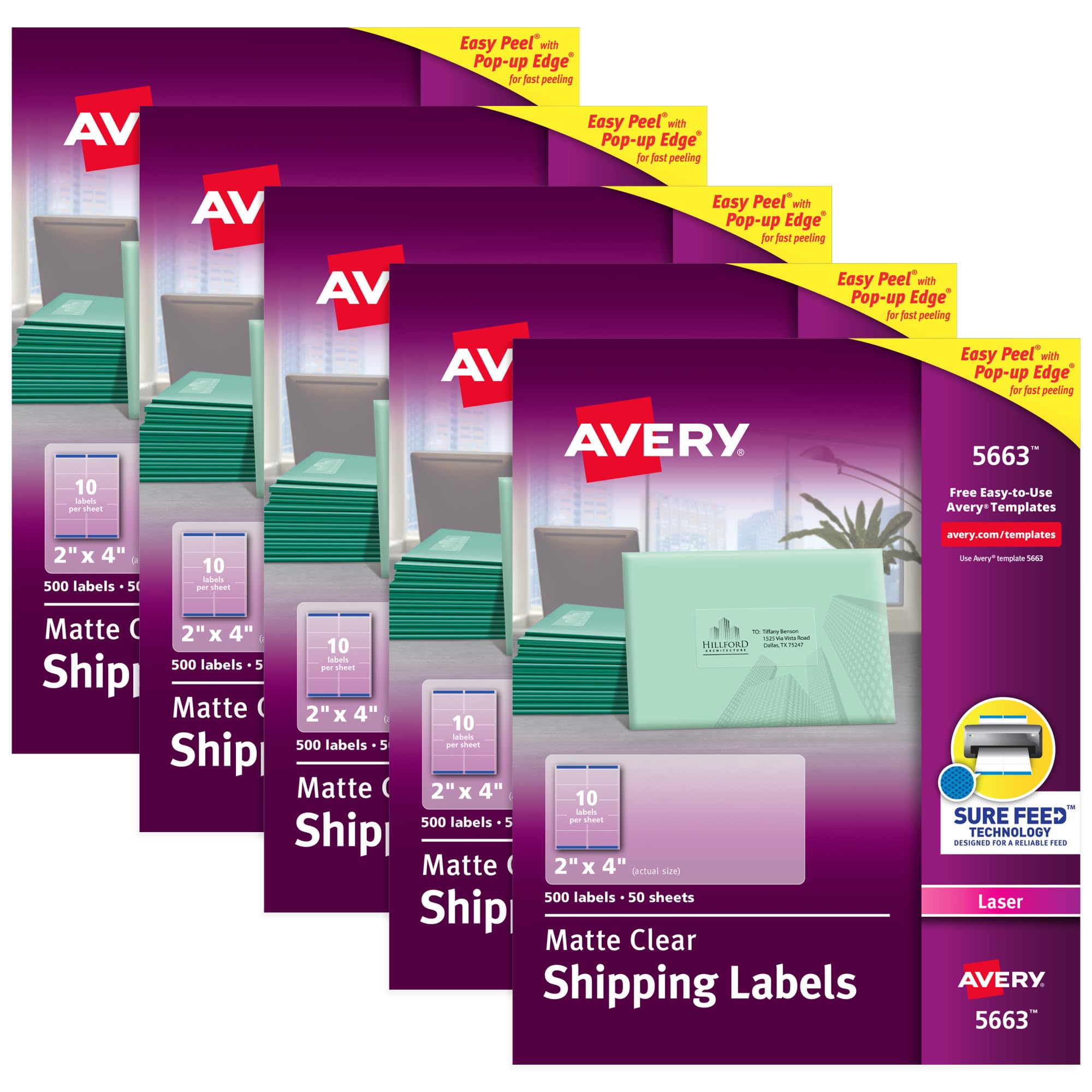 Avery Matte Frosted Clear Address Labels for Laser Printers - 2