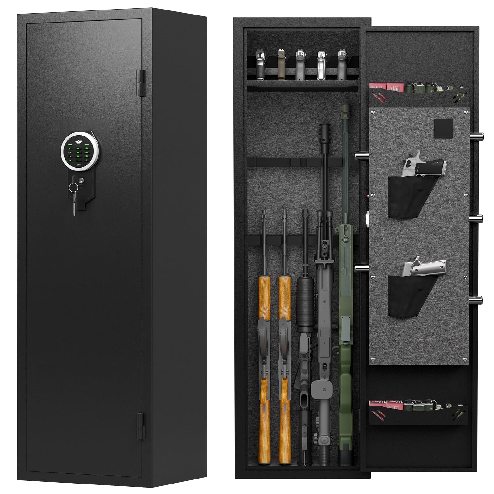 5-6 Rifle Gun Safe - Large Firearm Cabinet for Home Rifles & Shotguns | Quick Access Security Safe with LED Light & Adjustable Shelf | Perfect for Bedroom, Closet or Garage Storage