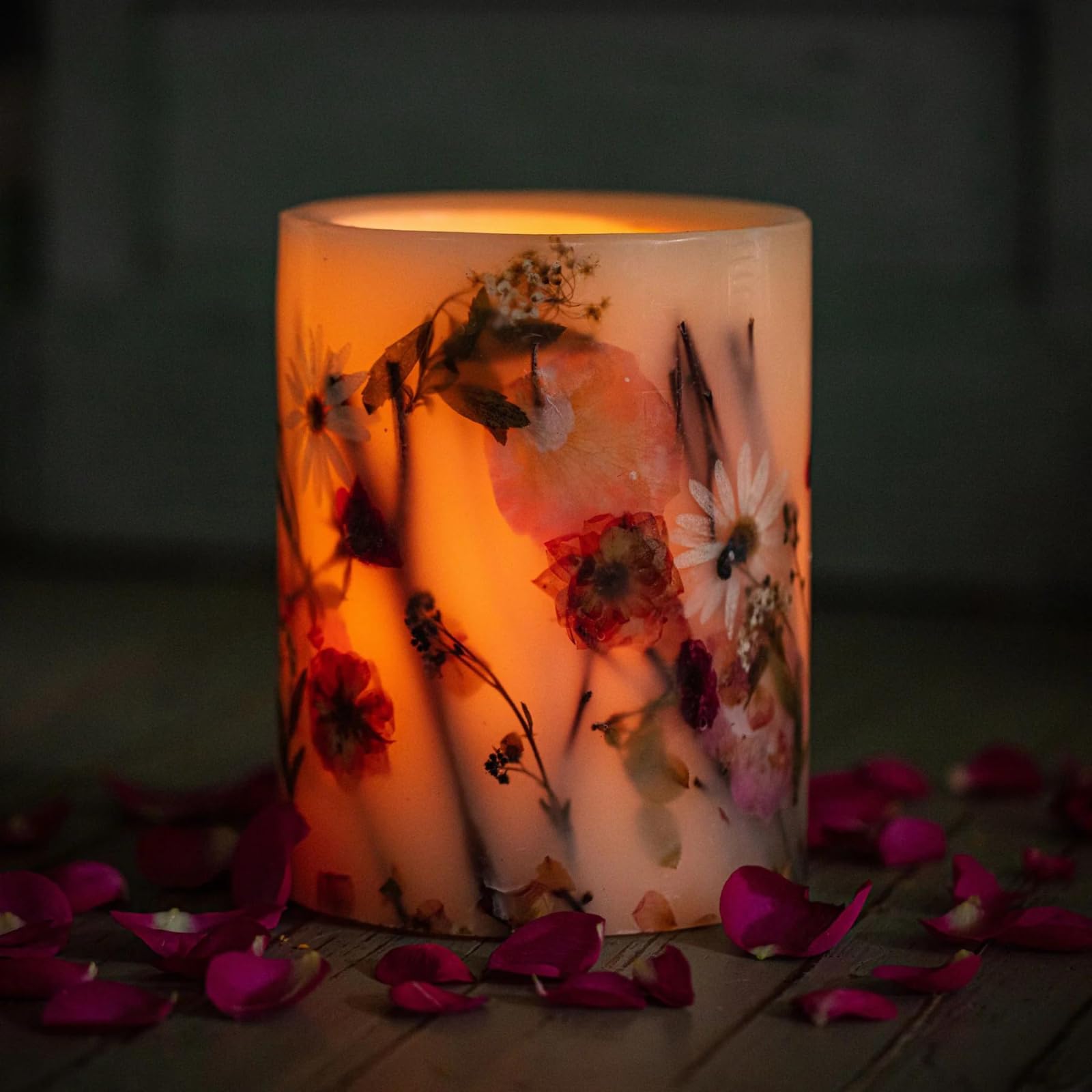 Rosy Rings Apricot Rose Round Botanical Candle - Natural Aromatherapy Scented Candle, Long-Lasting Soy Wax, Home Decor Gift for Women, Relaxation & Romantic Ambiance (Medium Size)