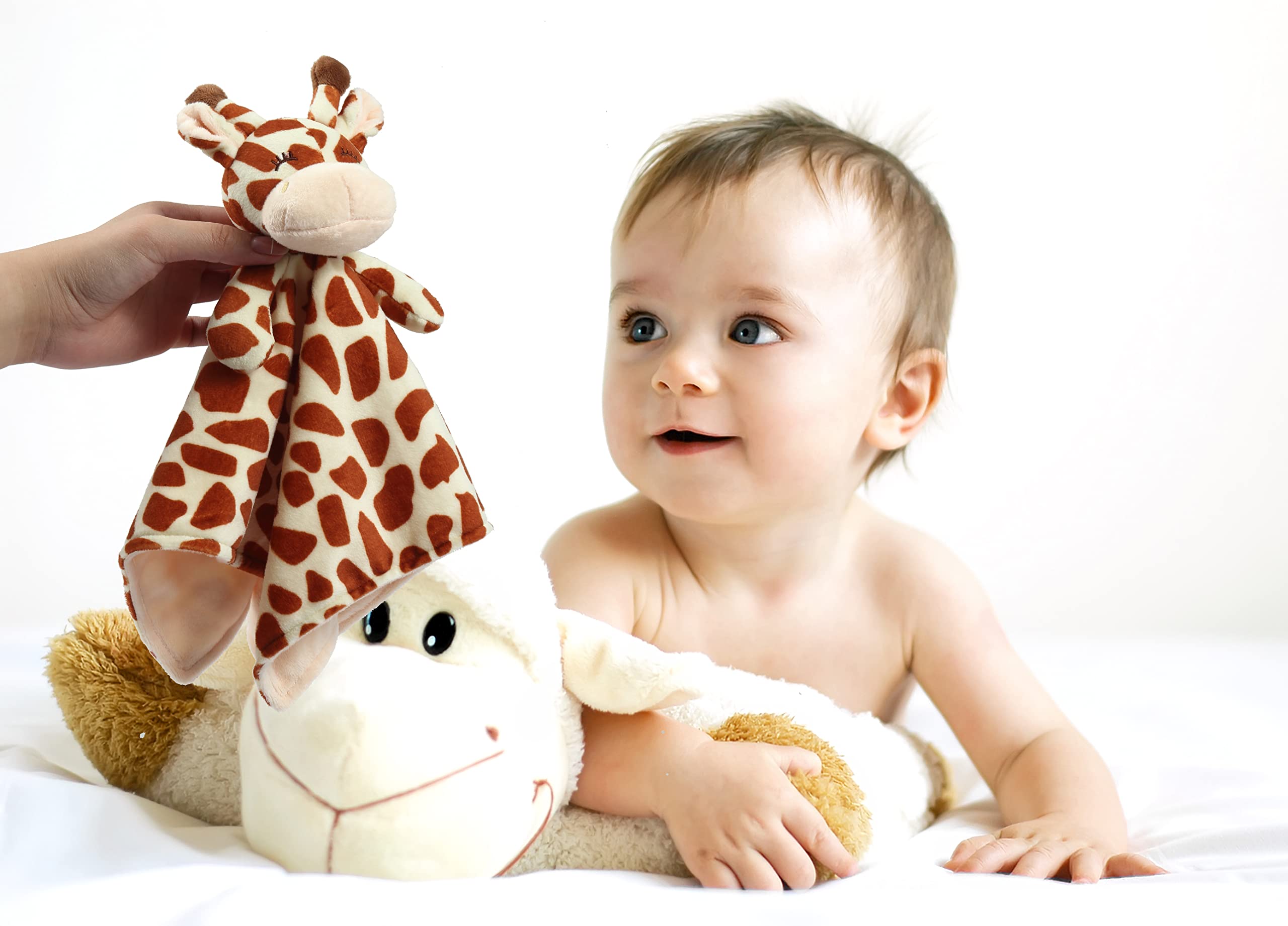 CREVENT Soft Plush Animal Face Security Blankets for Babies & Toddlers - Cute Brown Giraffe Comfort Blanket for Boys & Girls | Perfect Baby Shower Gift & Newborn Essentials for Sleep, Travel & Nursery Decor