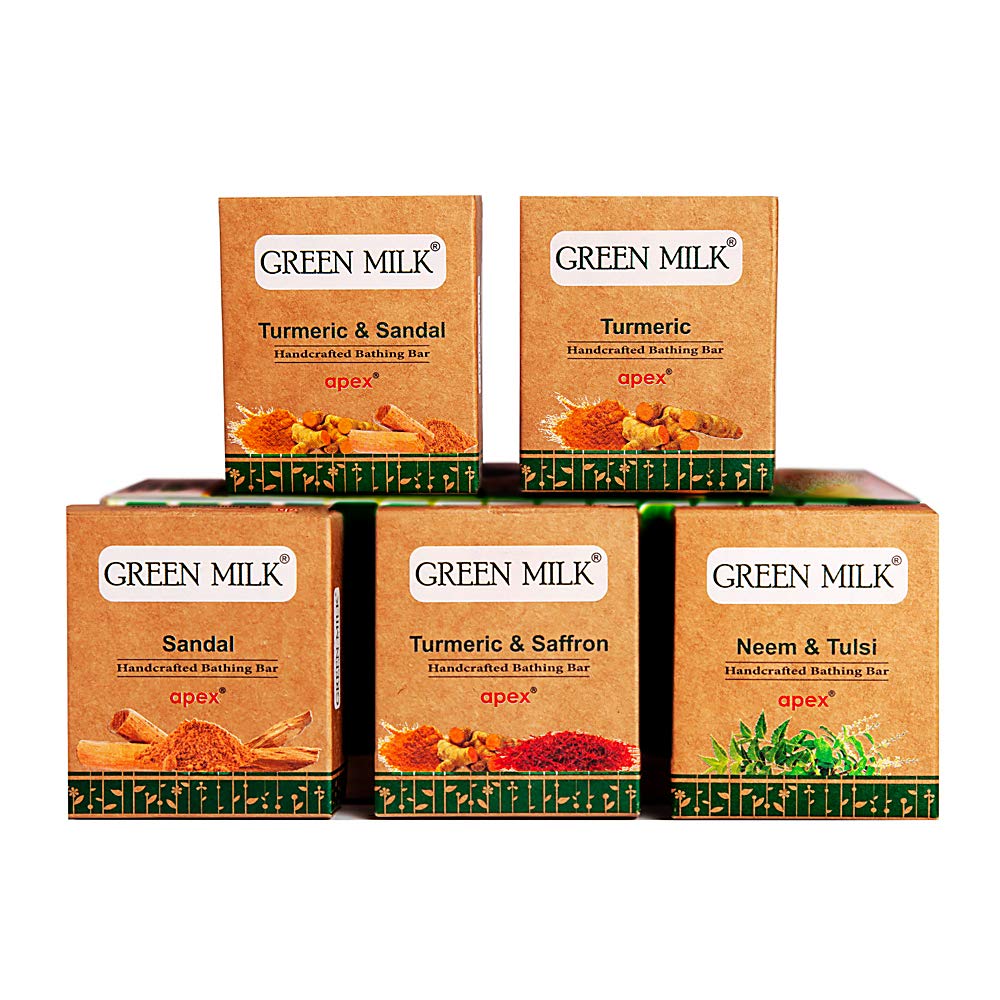 Premium Handmade Green Milk Bath Soap - 5 Natural Varieties (100g Each, Pack of 5) | Organic Skincare for Dry & Sensitive Skin, Gift Set for Spa & Relaxation at Home