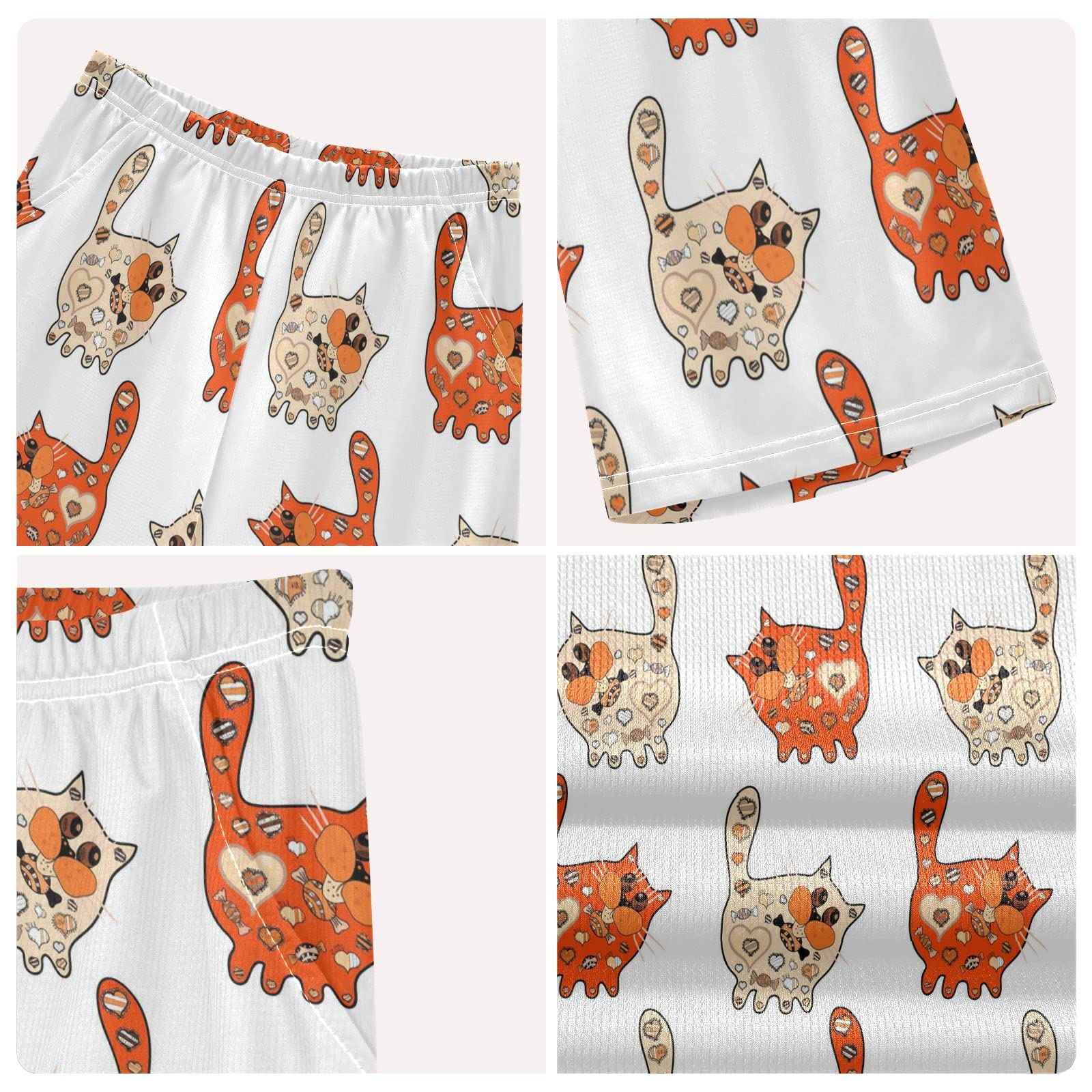Stylish Cat Print Boys Summer Outfits - Cute Shorts & T-Shirt Clothing Sets for Kids Playwear | Perfect for Outdoor Activities, Playdates & Summer Vacations