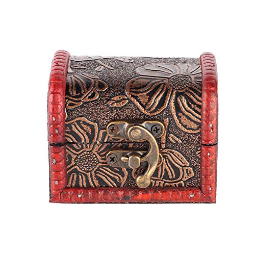 Vintage Wooden Jewelry Box with Alloy Lock - Retro Ring Necklace Organizer Case for Women | Perfect for Travel, Gift Giving & Home Storage