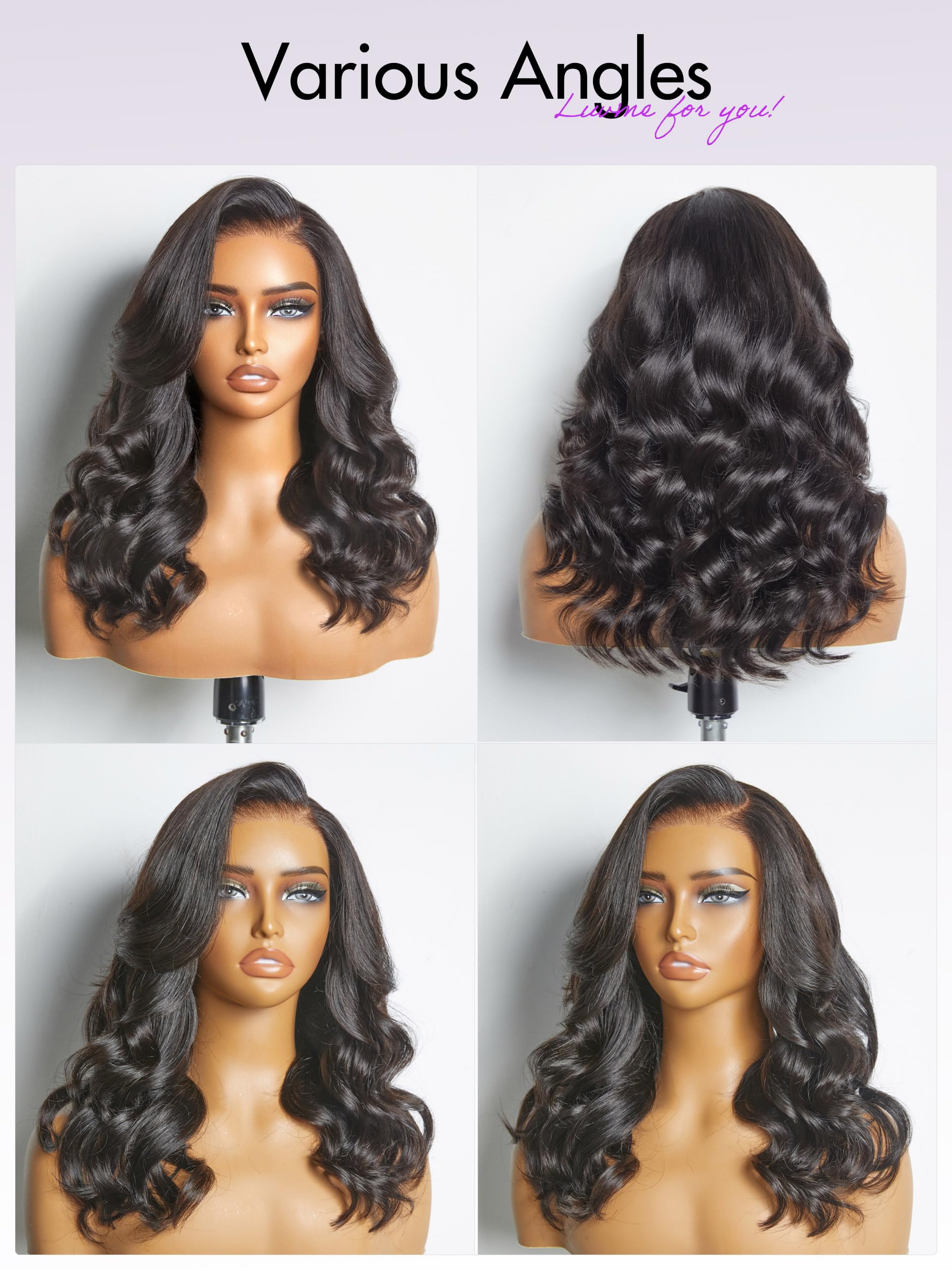 LUVME HAIR PreMax 13x4 Frontal Body Wave Lace Wig - 100% Human Hair Glueless Lace Front Wigs for Black Women | Natural Black Side Part | Perfect for Daily Wear, Special Occasions & Protective Styling