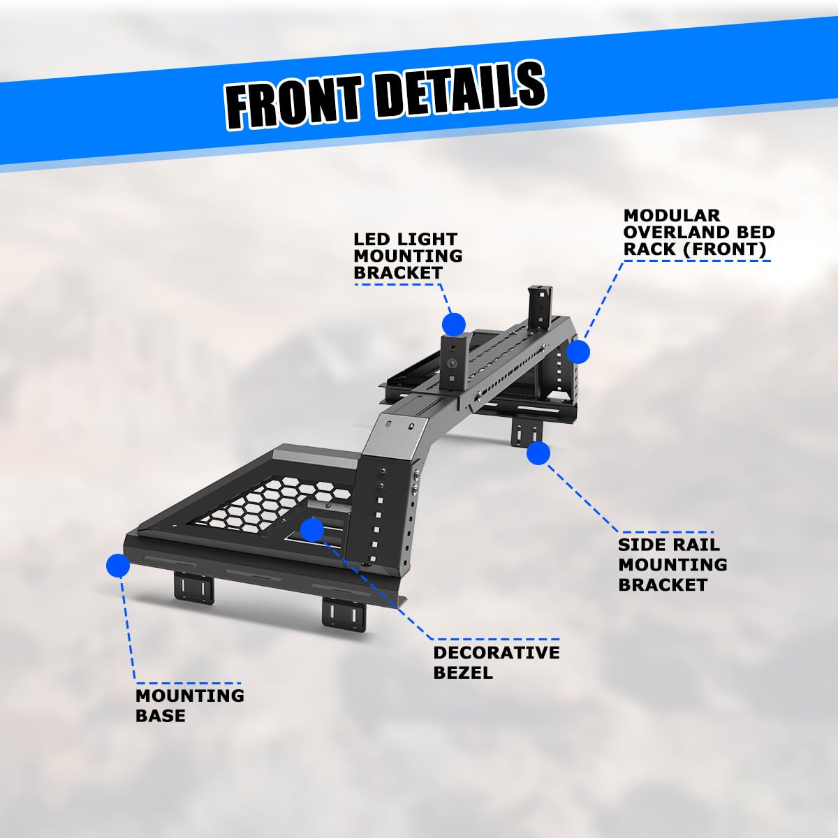Adjustable Sport Bar Roll Bar for Mid-Size Pickup Trucks - Compatible with 1994-2004 Chevy S10, GMC Sonoma, 2005-2025 Toyota Tacoma & Nissan Frontier - Heavy Duty Chase Rack with LED Light Mounting Bracket - Perfect for Off-Roading, Camping & Truck Customization