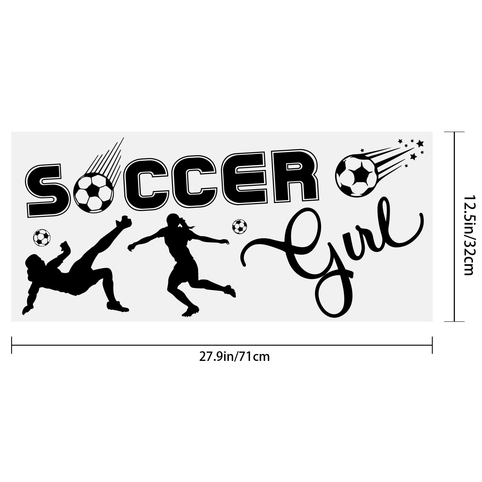 PLIGREAT Inspirational Soccer Girl Quotes Wall Decals - Peel & Stick Removable Vinyl Soccer Ball Stickers for Girls Bedroom, Playroom & Indoor Stadium - Perfect Wall Art Decor for Soccer Fans & Sports Themed Rooms