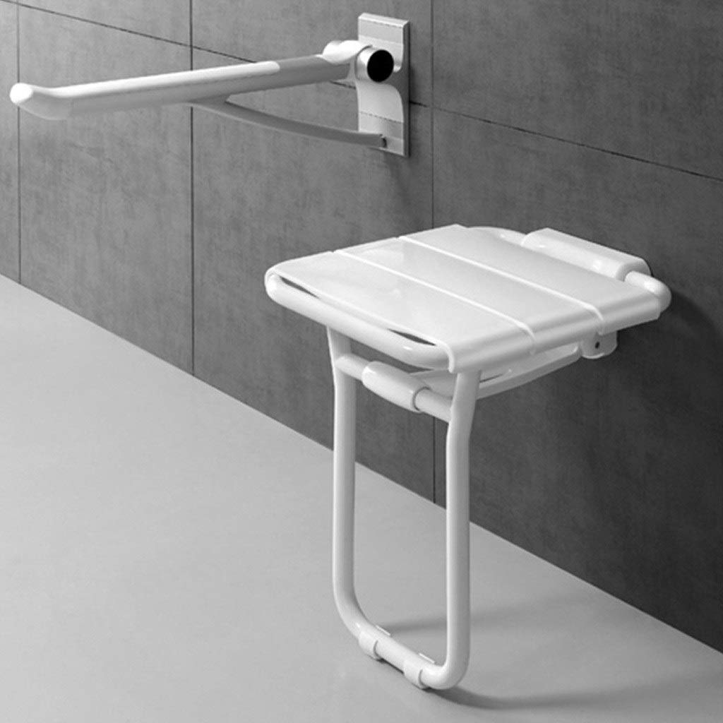 Foldable Wall-Mounted Shower Chair for Adults & Elderly - White Bathroom Stool with 200kg Capacity - Safe Bathing Aid for Disabled & Seniors - Ideal for Home, Sauna, and Assisted Living Use