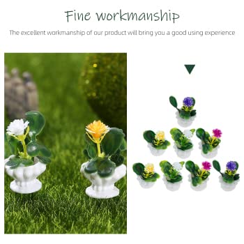 HANABASS 8 Pcs Mini Potted Flower Figurines - Realistic Dollhouse Plants for Miniature Garden & Micro Landscape - Perfect for DIY Dollhouse Decor, Fairy Garden Accessories, and Tabletop Displays