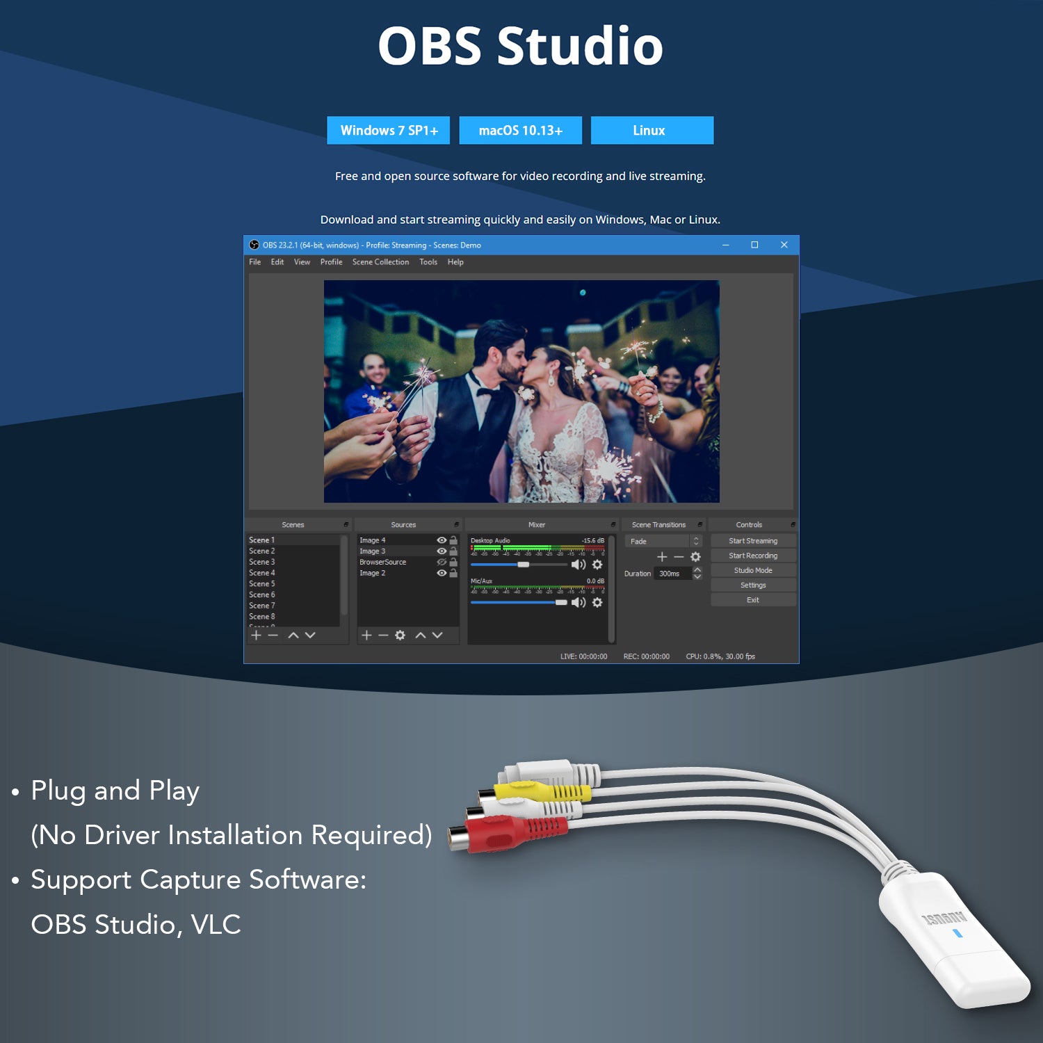 VHS to DVD Digital Video Converter - VGB300 USB 2.0 Video Capture Device for Windows & Mac | Convert Old Tapes to Digital Files for Home Movies & Archiving