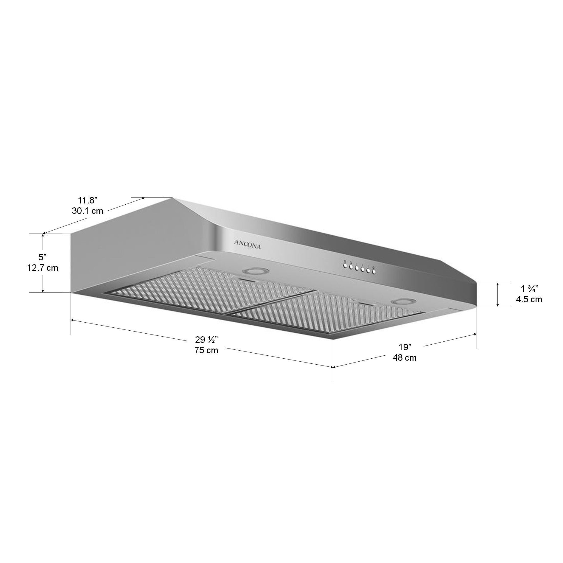 Slim SP 30 Inch 280 CFM Ducted Under Cabinet Range Hood - Powerful Kitchen Ventilation for Smoke & Odor Removal - Perfect for Home Cooking & Grilling