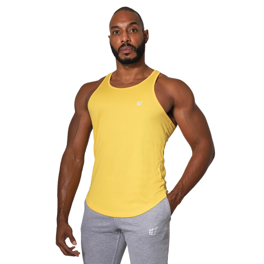 Jed North Men's Microfiber Dri-Fit Tank Top - Moisture Wicking Athletic Shirt in Yellow for Gym, Running & Workouts