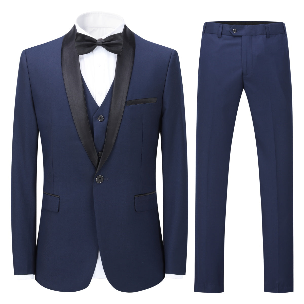 Slim Fit One Button Casual Blue 3 Piece Suit for Men - Business, Wedding & Formal Events | Comfortable & Stylish Office Wear