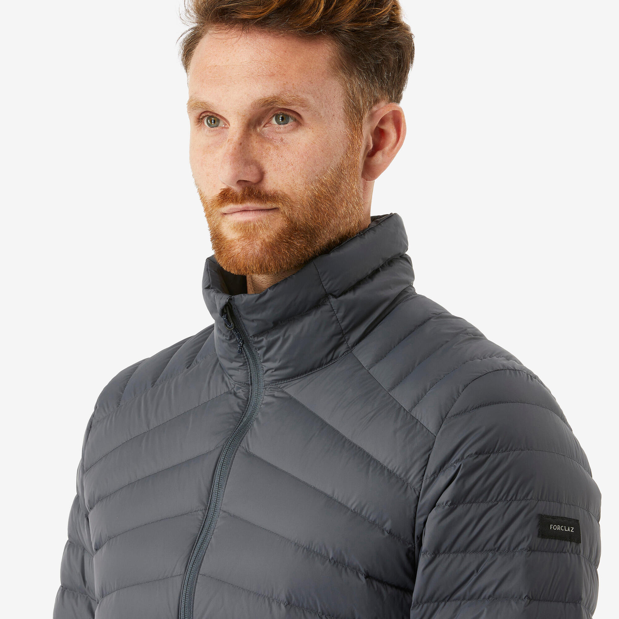 Forclaz Men's MT100 Down Puffer Jacket - Lightweight Warm Winter Coat for Hiking & Outdoor Activities | Water-Resistant Insulated Hooded Jacket for Men