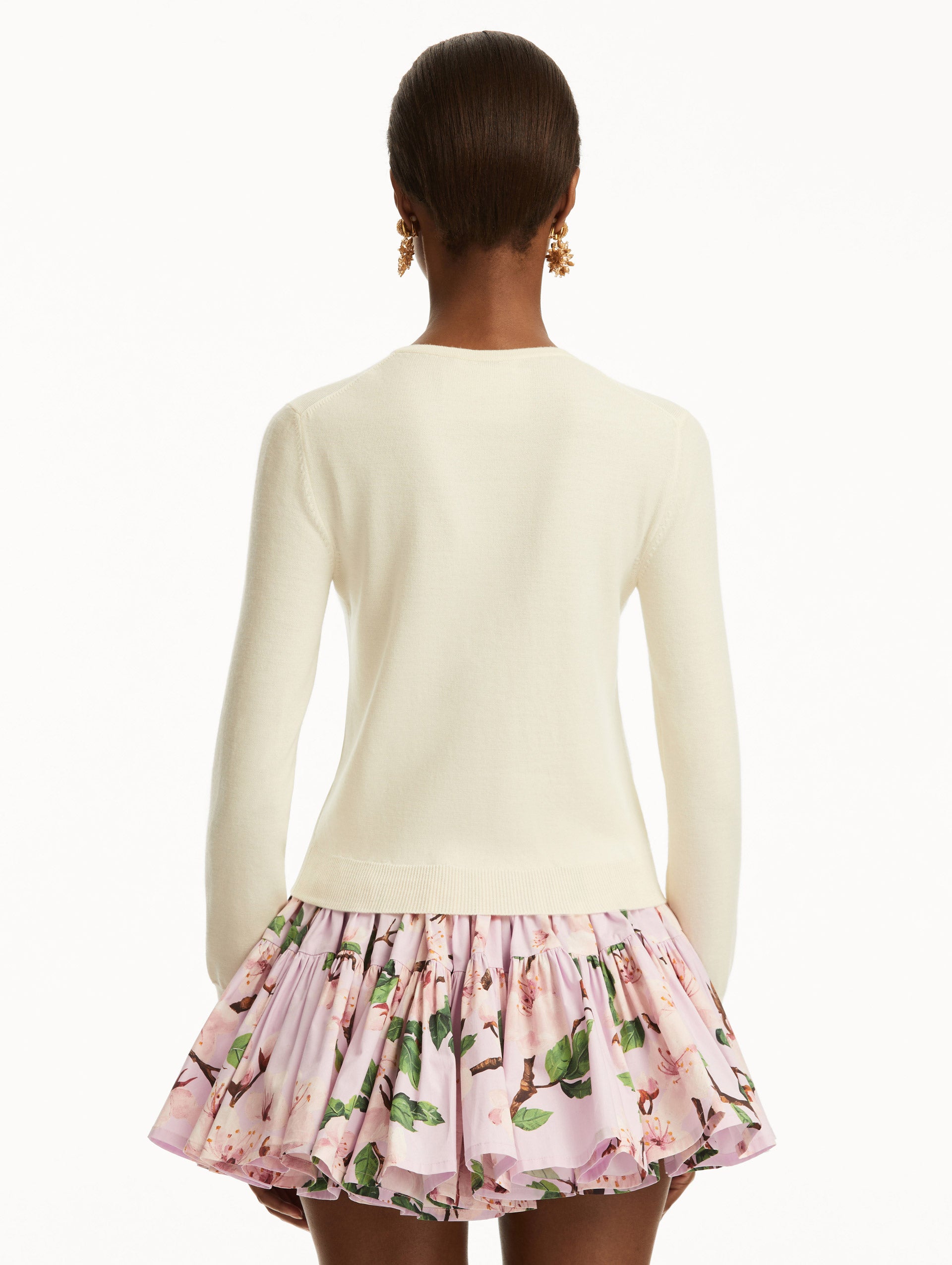 Elegant Cherry Blossom Embroidered Cardigan for Women - Spring Floral Lace Knit Sweater - Perfect for Weddings, Dates & Office Wear