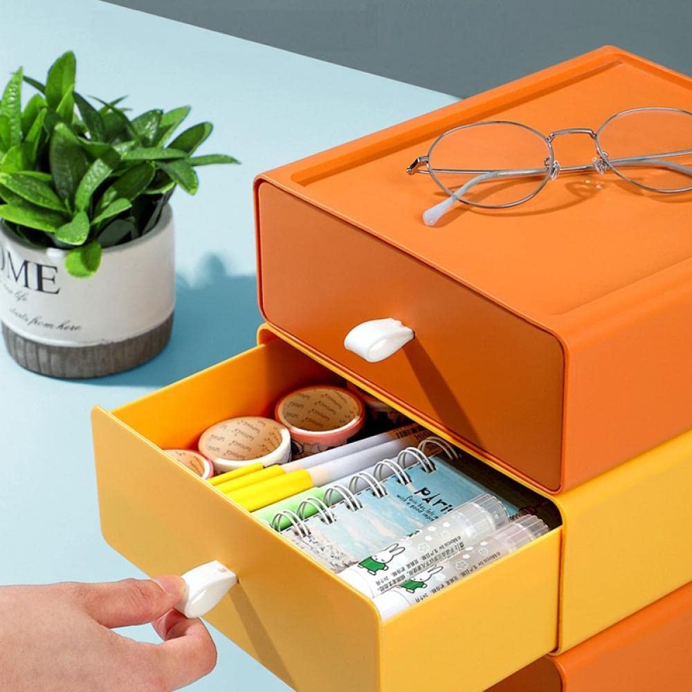2-Pack Yellow Desktop Storage Box Drawers - Cosmetic & Office Desk Organizer for Makeup, Stationery, and Small Items - Perfect for Home, Office, and Dorm Organization