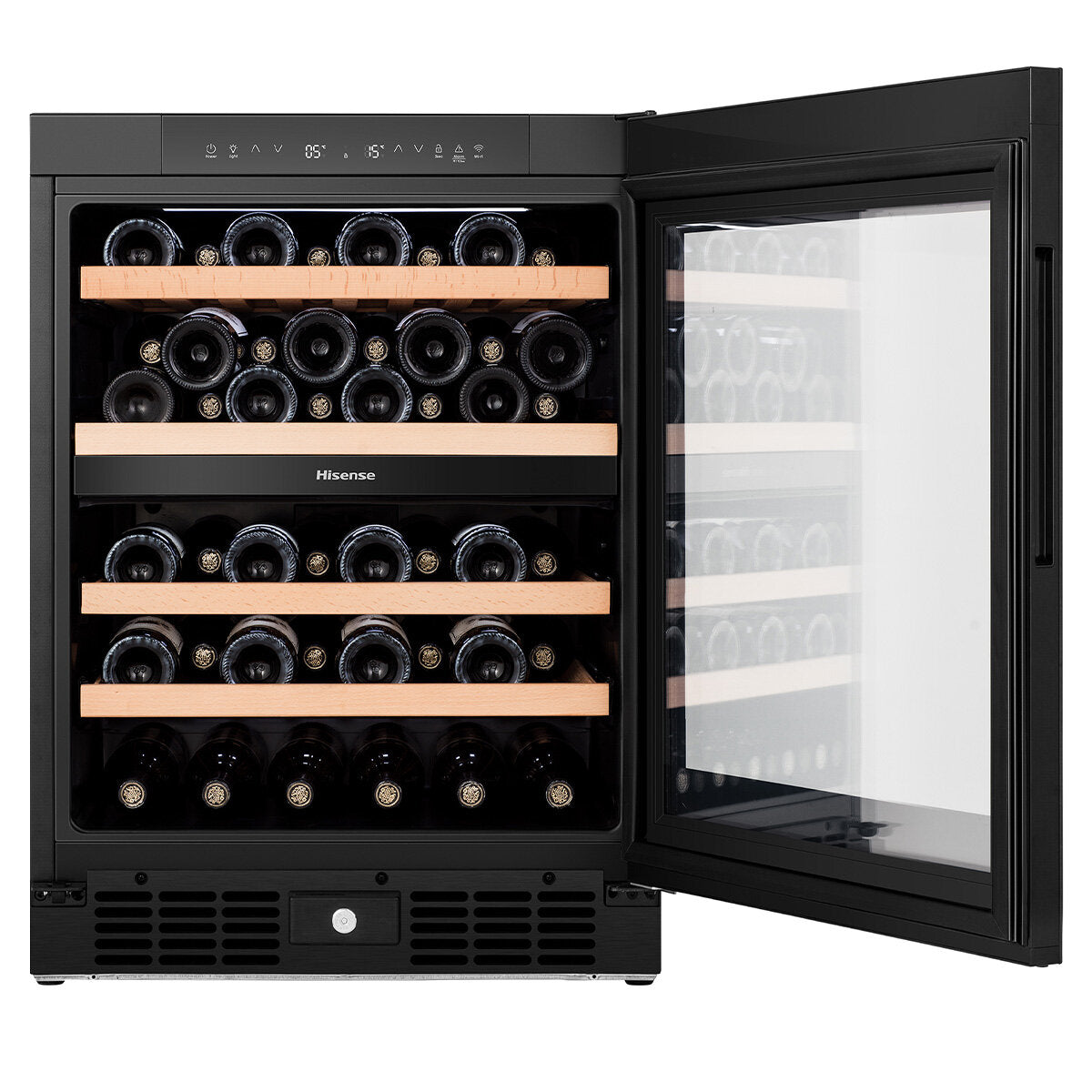 Hisense HRWC46B 46-Bottle Dual Zone Wine Cooler Refrigerator - Black | Freestanding Wine Cellar for Red & White Wines | Perfect for Home Bars, Restaurants & Wine Collectors