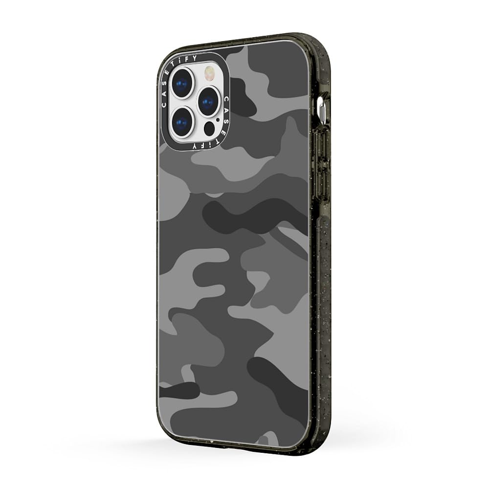 CASETiFY Impact Case for iPhone 12 Pro Max - Camo Grey & Clear Black - Shockproof Protective Phone Cover - Perfect for Outdoor Adventures & Daily Use