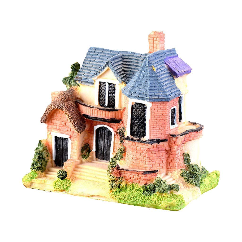 Premium DIY Resin Miniature House Ornaments for Tree House & Landscape Decor - Large Luxury Villa Model with Moss Accents - Perfect for Fairy Gardens, Terrariums & Home Decoration (Size A)