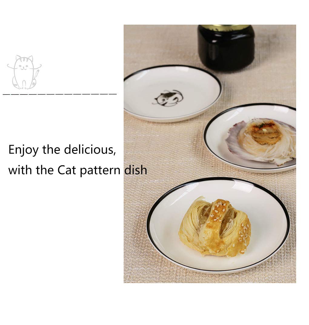 Premium Ceramic Cat-Shaped Side Sauce Dishes - Set of 4 | Sushi Soy Sauce Dipping Bowls, Cookie Serving Plates, Tea Bag Holders | Perfect for Japanese Cuisine, Tea Parties & Home Decor