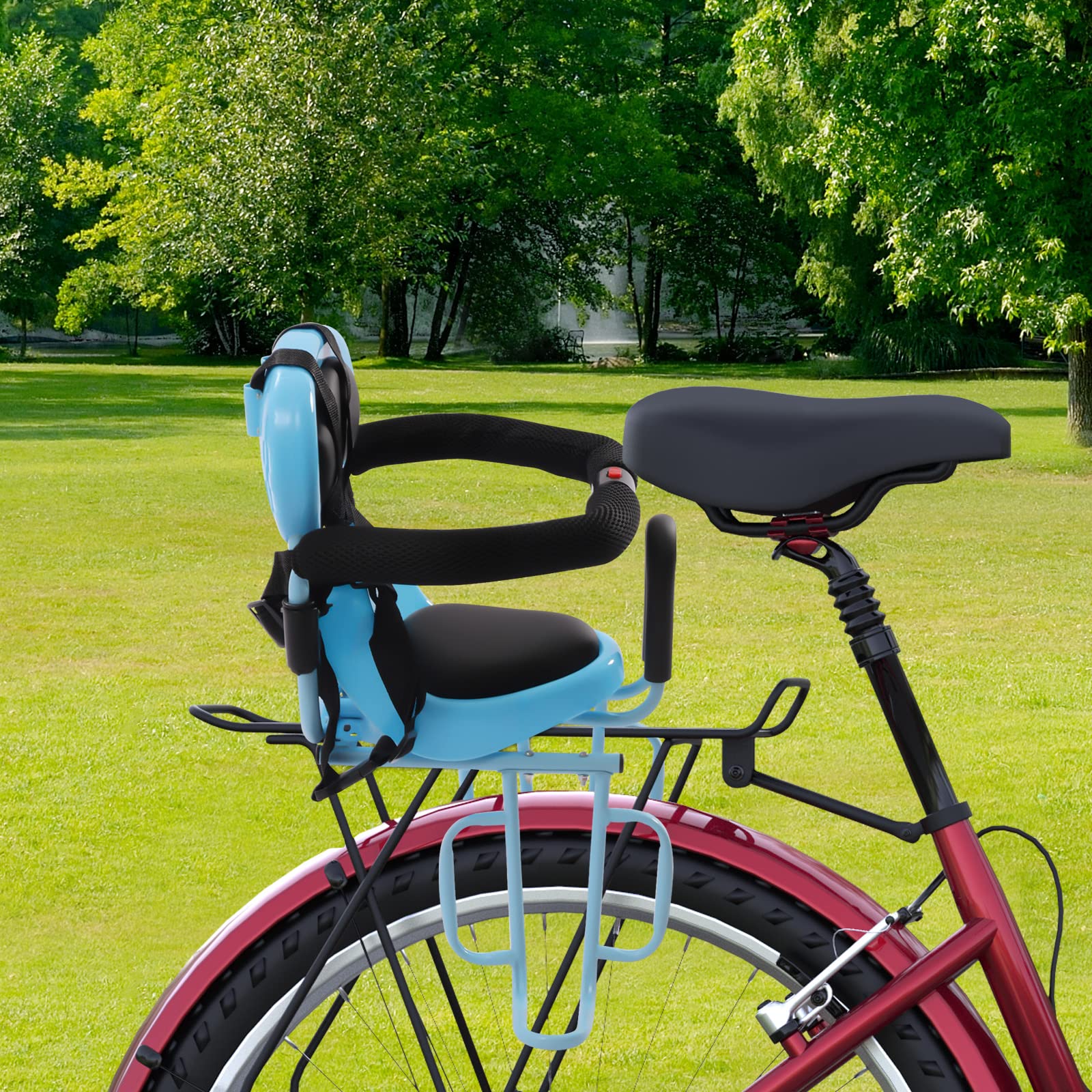 **Rear Mounted Kids Bike Seat - Portable & Safe Child Bike Carrier with Cushion for Toddlers & Children | Perfect for Outdoor Family Cycling & Commuting**