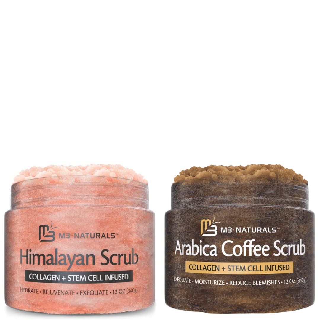 M3 Naturals Himalayan Salt & Arabica Coffee Body Scrub - Exfoliating & Moisturizing for Smooth Skin | Spa Quality, All-Natural Ingredients for Home & Professional Use