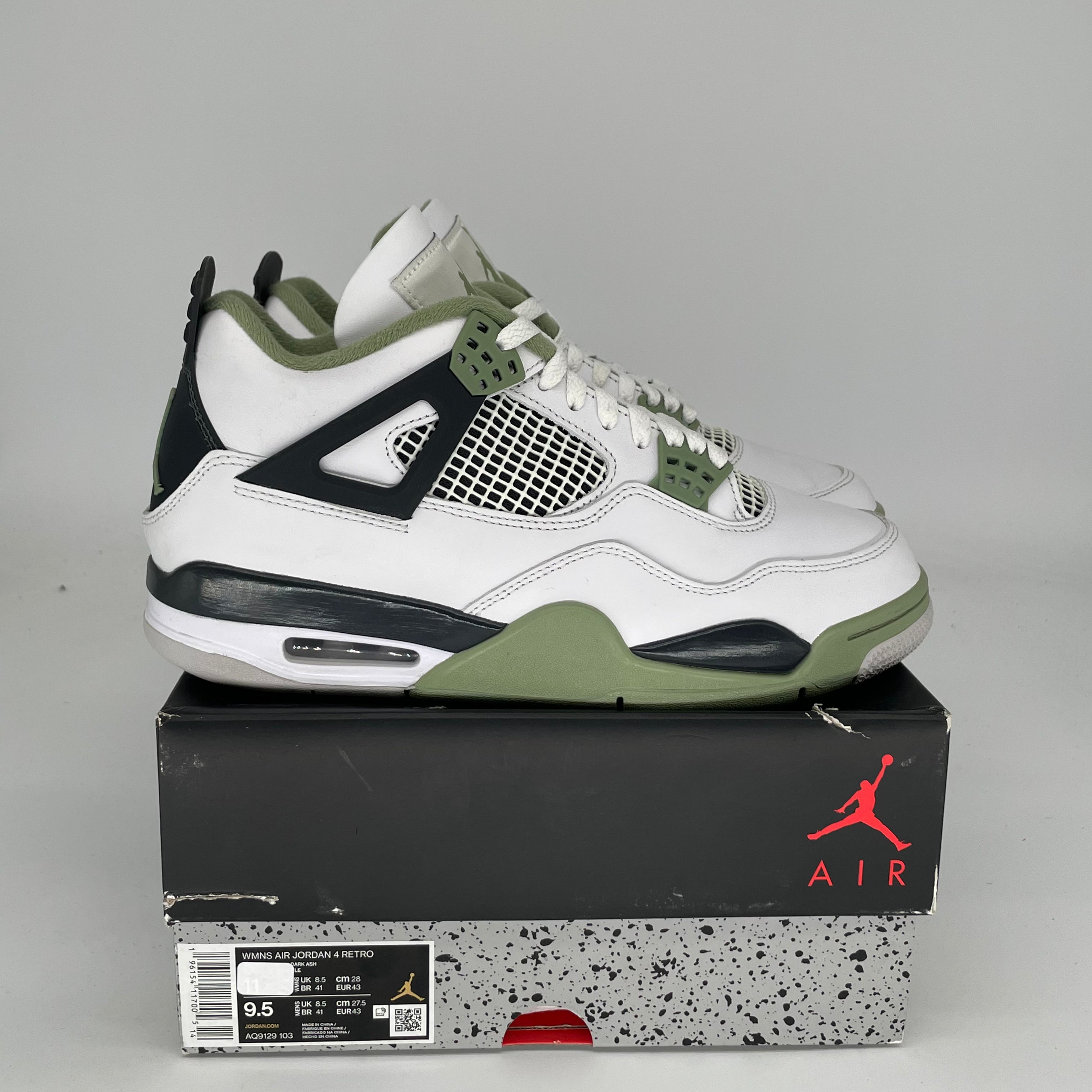 AIR JORDAN 4 SEAFOAM Women's Sneakers Size 9.5/11W - AQ9129-103 | Retro Basketball Shoes for Women, Comfortable Casual & Streetwear Fashion