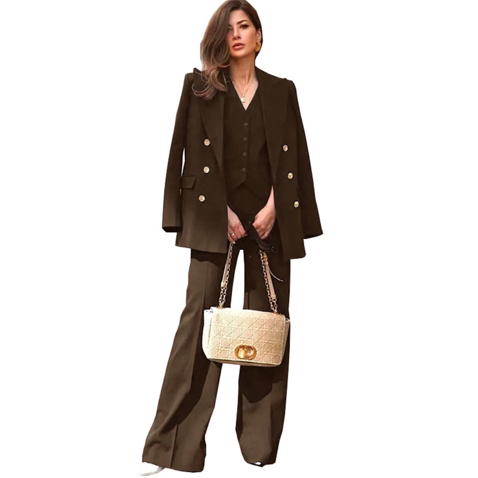 Women's 3-Piece Formal Business Suit Set - Professional Office Workwear Blazer, Pants & Vest for Ladies | Perfect for Corporate Meetings, Job Interviews & Office Wear