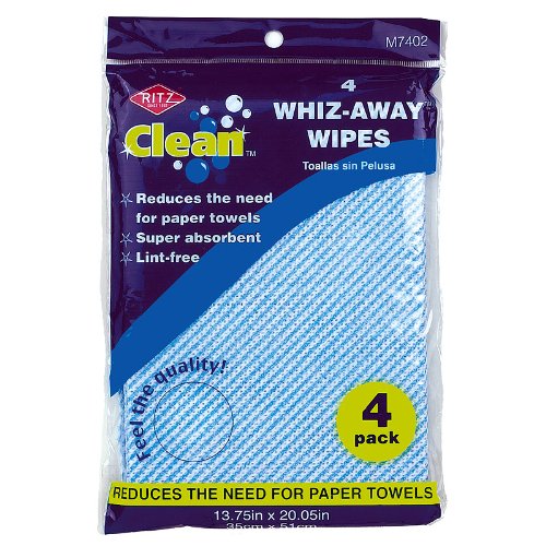 Ritz Clean Whiz-Away 4-Pack Premium Kitchen Cleaning Cloths | Super Absorbent & Reusable Dish Towels for Spills, Countertops & Household Cleaning
