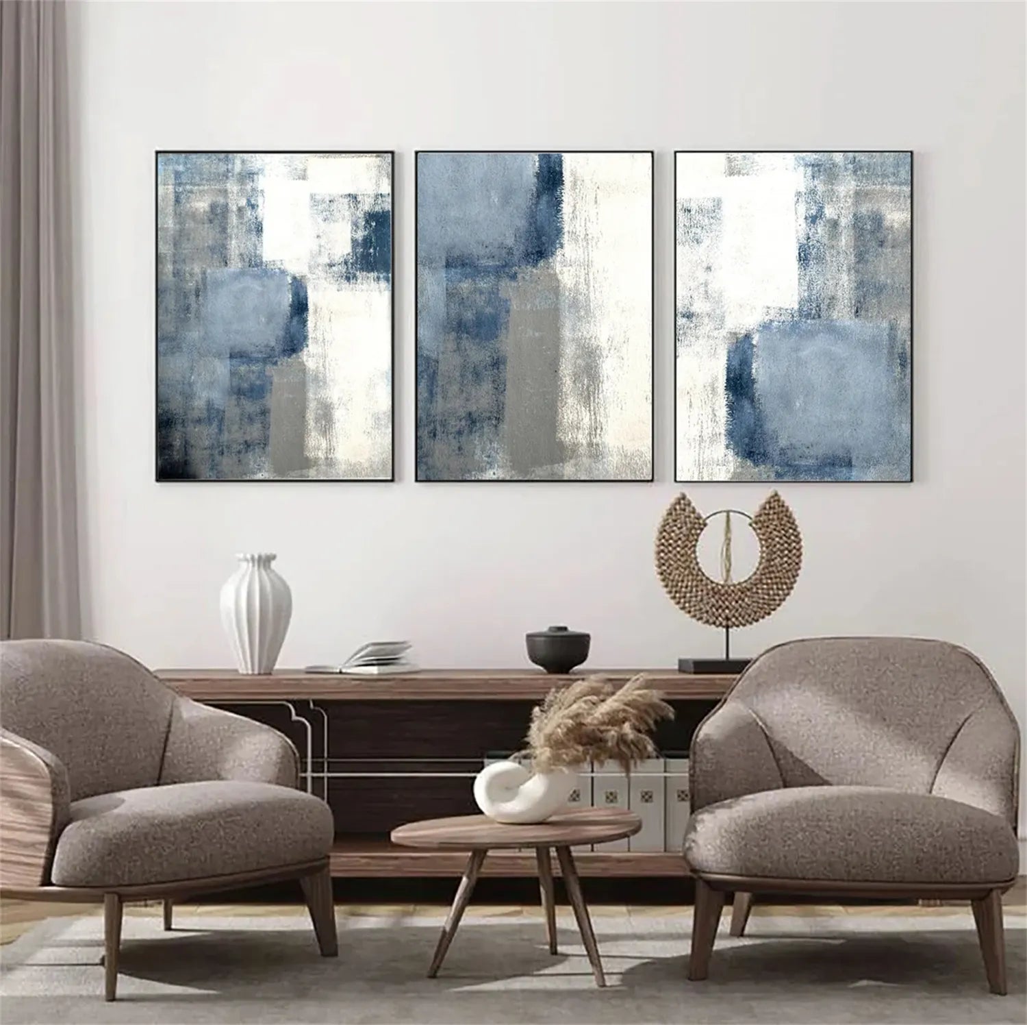 Abstract Tranquility Set of 3 Wall Art Prints - Modern Minimalist Home Decor for Living Room, Bedroom & Office - #WS178