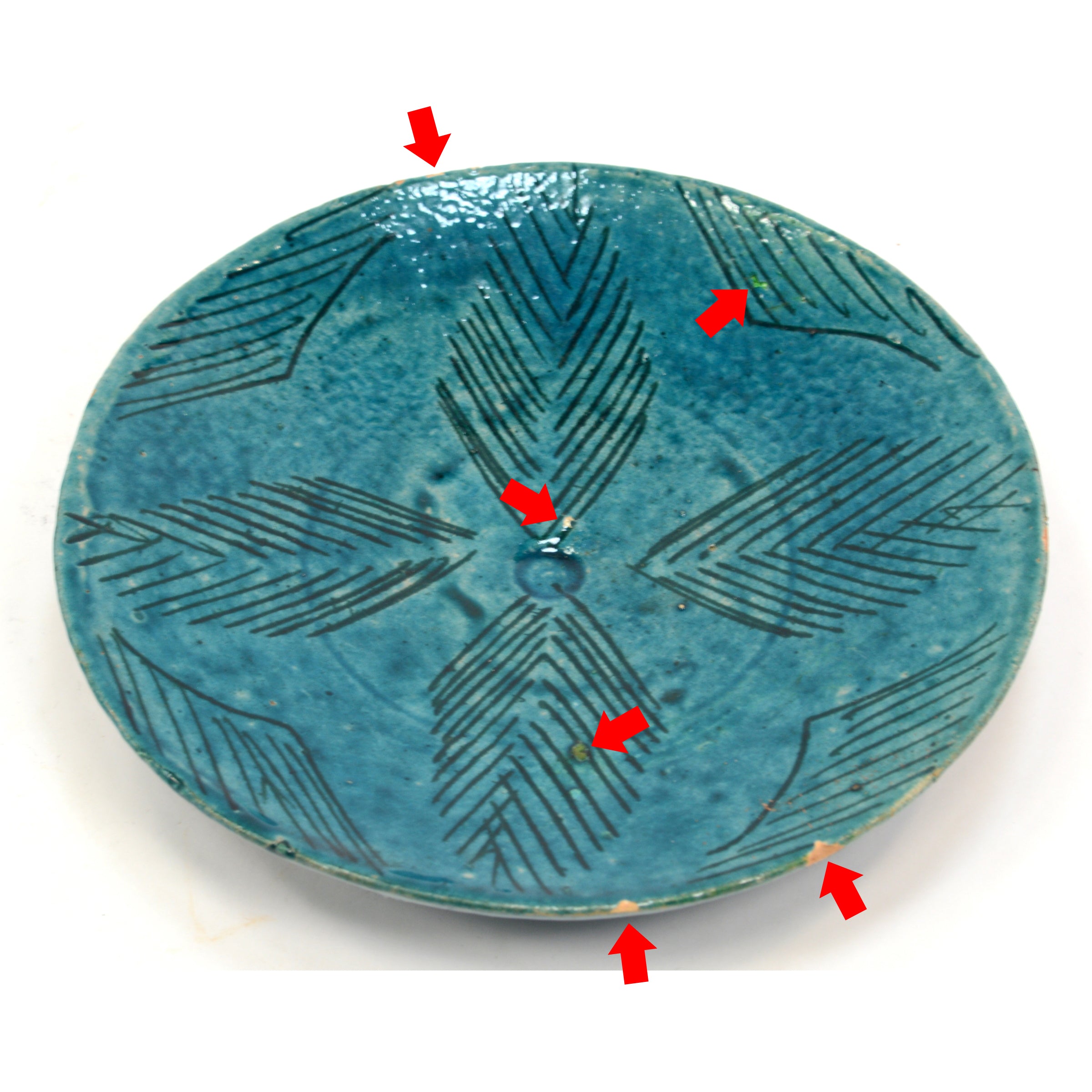 Antique Persian Glazed Pottery Plate - 6 13/16 Inch Turquoise Ceramic Dish, 12th-14th Century - Perfect for Home Decor, Collectibles & Gift Giving