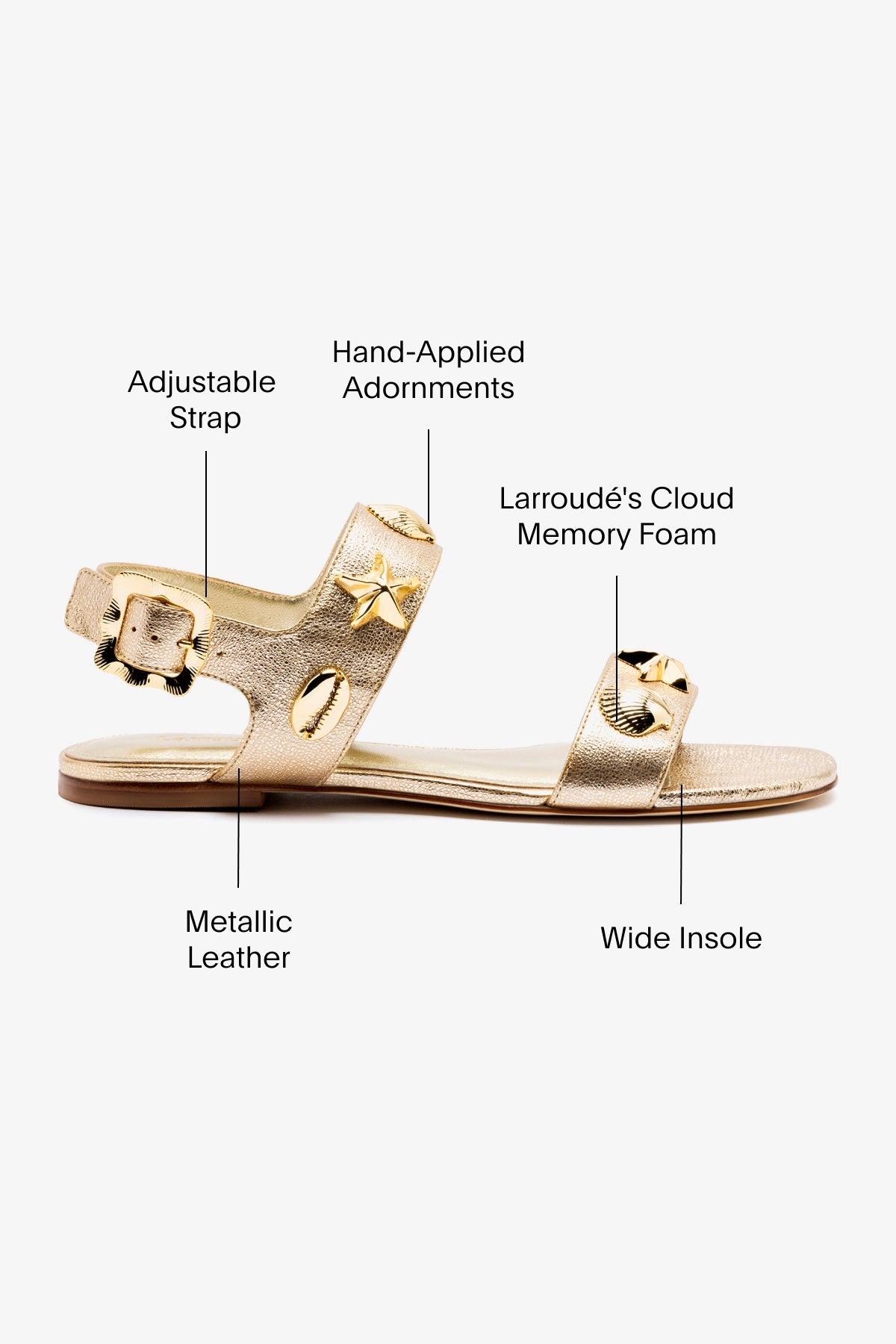 Madison Flat Shoes in Gold Metallic Leather - Women's Comfortable Ballet Flats for Work, Office & Casual Wear