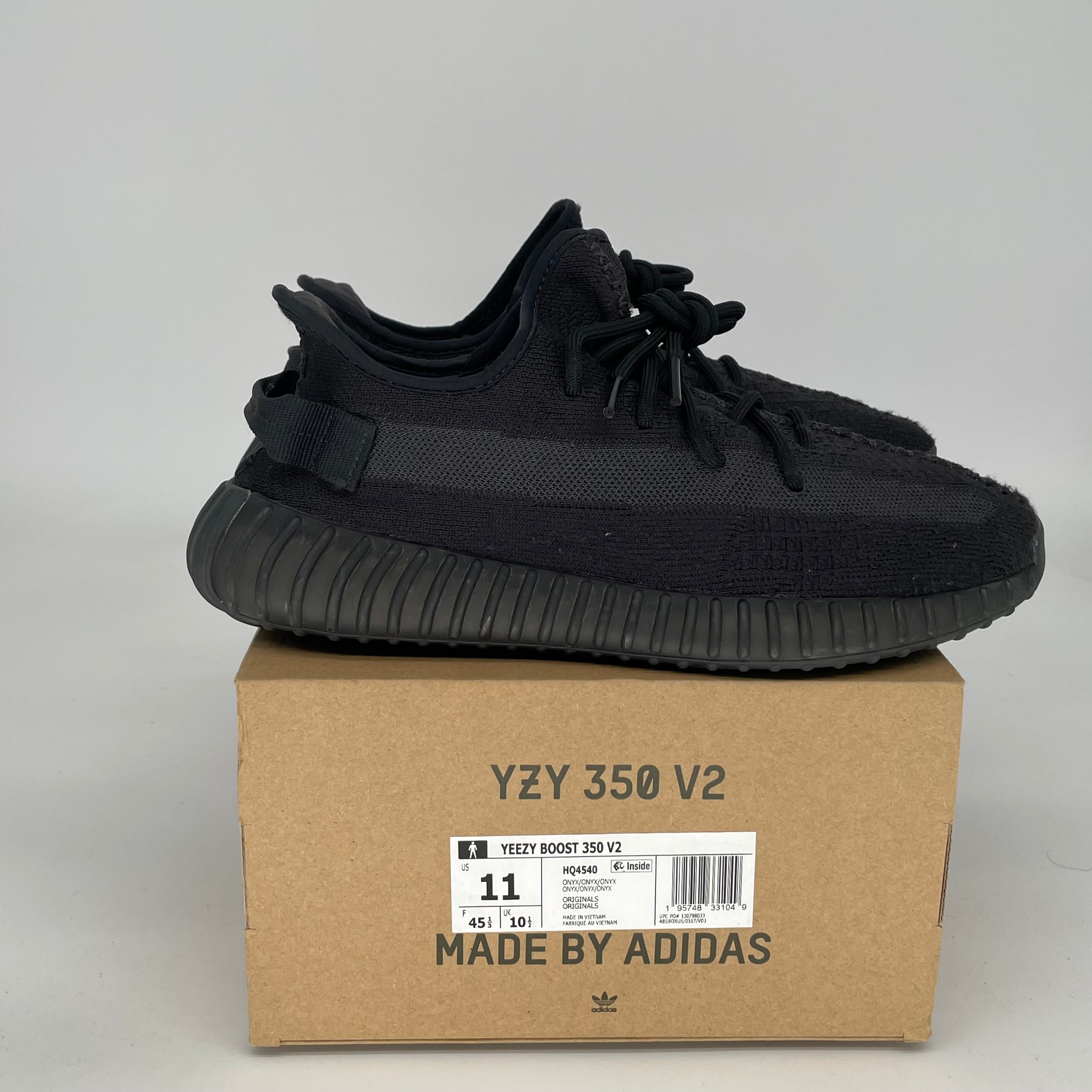 Adidas Yeezy Boost 350 V2 Onyx Black Men's Running Shoes Size 11 - HQ4540 | Comfortable Sneakers for Running, Gym Workouts & Casual Streetwear Fashion