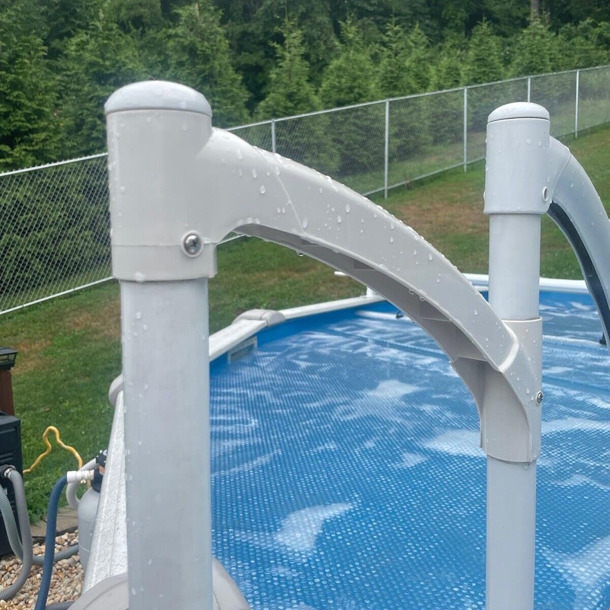 New Short Handrail for Above Ground Swimming Pool Steps - Durable Safety Rail for Easy Pool Access - Perfect for Backyard, Deck, and Inground Pool Steps