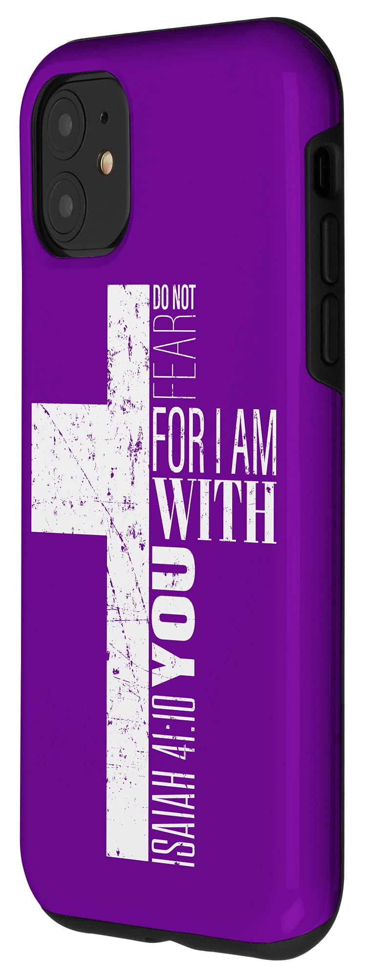 iPhone 11 Purple Cross Phone Case for Men - Christian Bible Verse Protective Cover - Perfect Gift for Dad, Husband & Religious Believers - Durable Shockproof Case for Daily Use & Church Activities