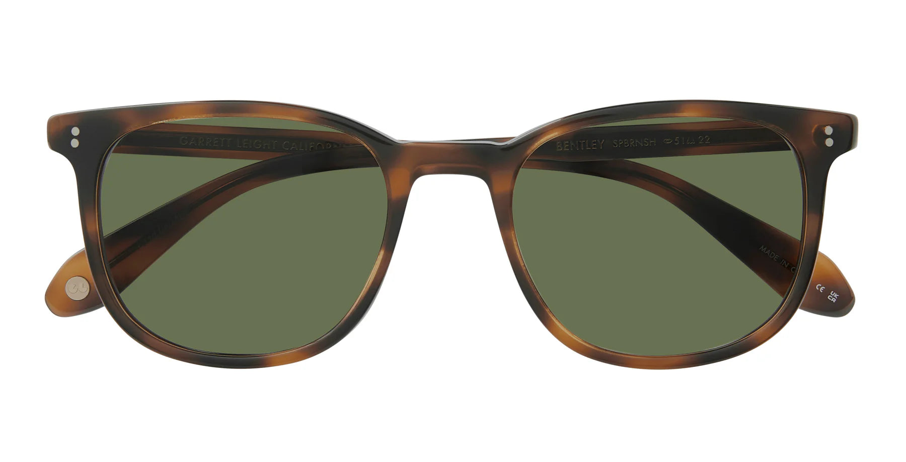Garrett Leight Bentley 2036 Tortoise Shell Acetate Sunglasses - Classic Retro Style for Men & Women - Perfect for Driving, Beach & Outdoor Activities