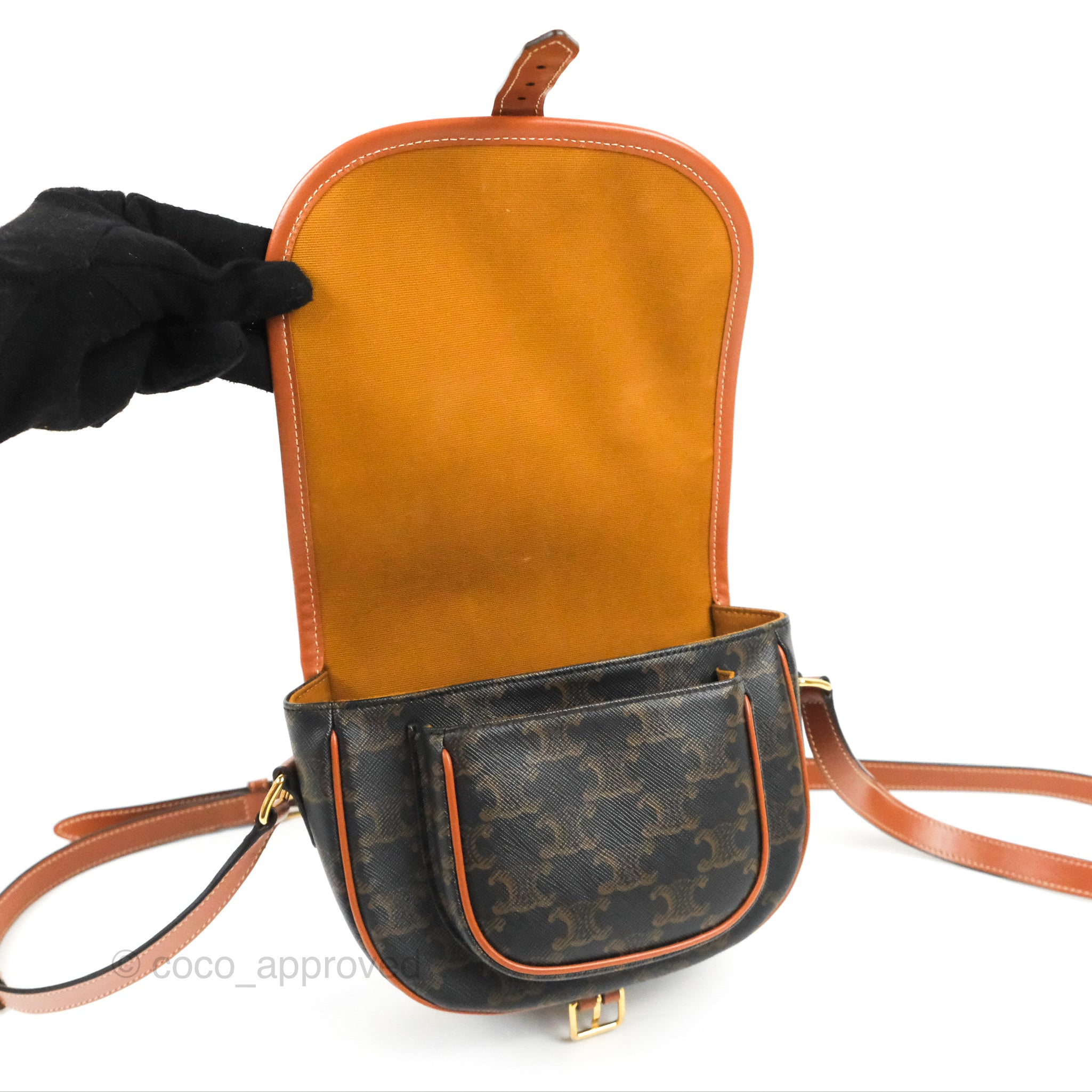 Celine Medium Triomphe Canvas Folco Bag in Tan - Luxury Crossbody Handbag for Women, Perfect for Work, Travel & Everyday Use