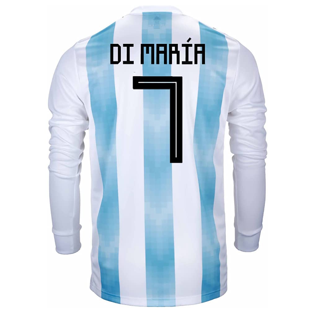 DI Maria #7 Argentina Home Long Sleeve Soccer Jersey 2018/19 - Authentic Football Shirt for Fans & Players - Perfect for Matchdays, Training & Collecting