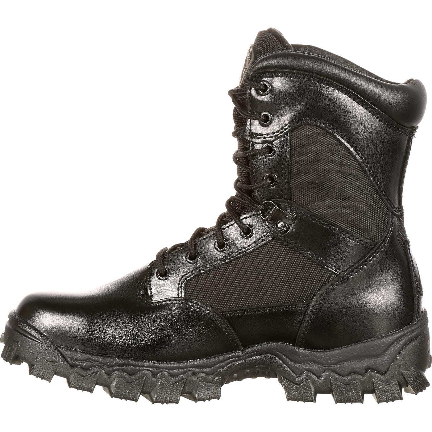 ROCKY FQ0002165 8-Inch Alpha Black Waterproof Extra Wide 9.5 Duty Boots for Men - Tactical Work Boots for Law Enforcement, Construction & Outdoor Activities