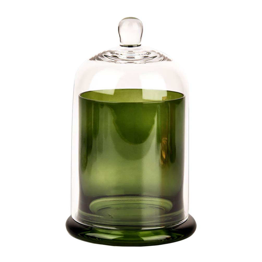 VALICLUD Clear Glass Bell Jar with Glass Base - Elegant Candle Holder & Display Dome for Wedding Centerpieces, Table Decor, Romantic Candlestick - Perfect for Home Decor, Party Decorations & Gift Giving (Green)