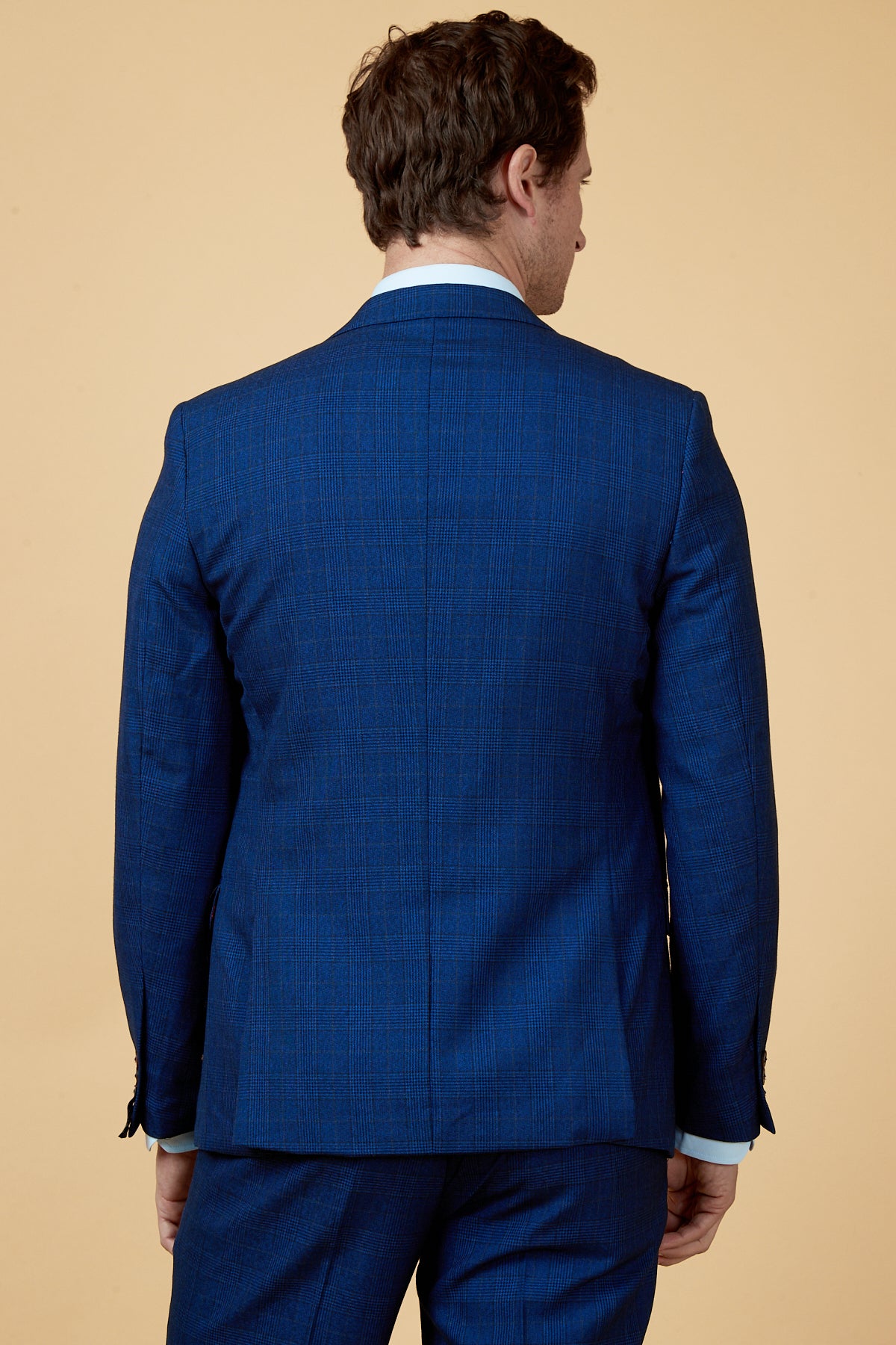 GEORGE Men's Royal Blue Checkered Blazer - Stylish Formal Jacket for Business, Office, and Special Occasions