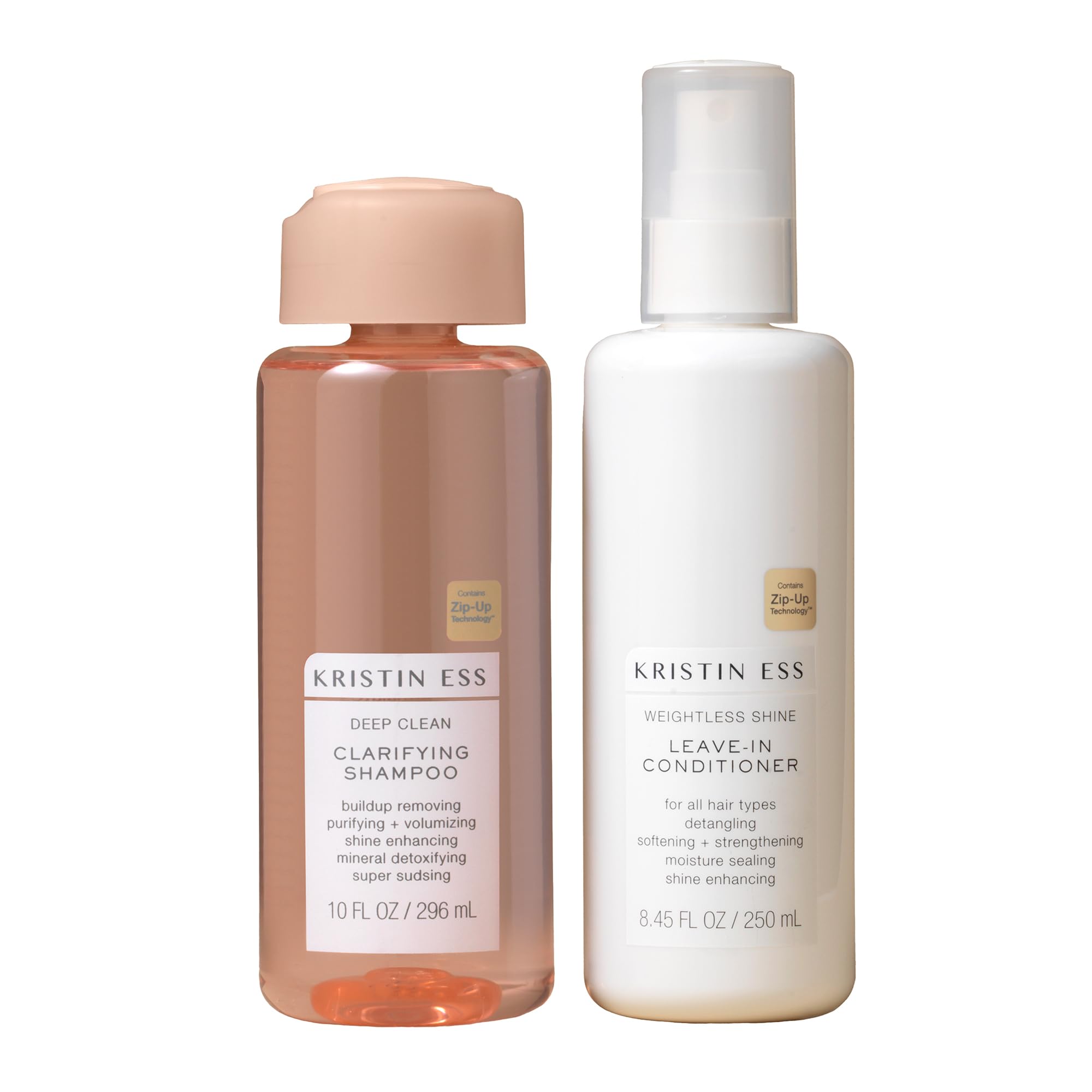 Kristin Ess Deep Clean Clarifying Shampoo & Weightless Shine Leave-In Conditioner Set - Remove Buildup, Volumize Oily Hair, Detangle & Add Shine | Sulfate-Free, Cruelty-Free Hair Care for Daily Use & Post-Workout Refresh