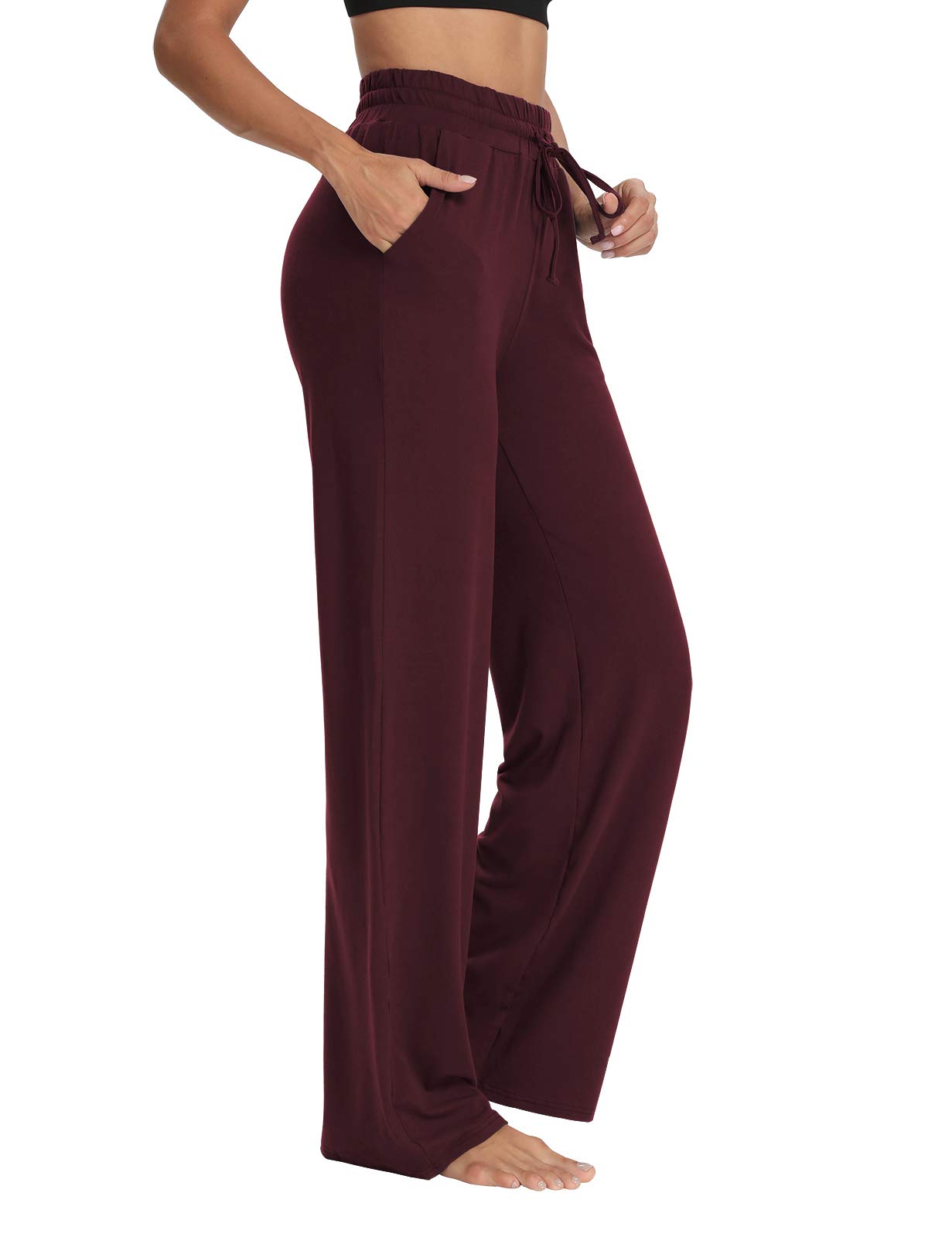 Sarin Mathews Women's Wide Leg Yoga Sweatpants - Comfortable Lounge Pajama Pants with Drawstring & Pockets for Workout, Jogging & Relaxation at Home