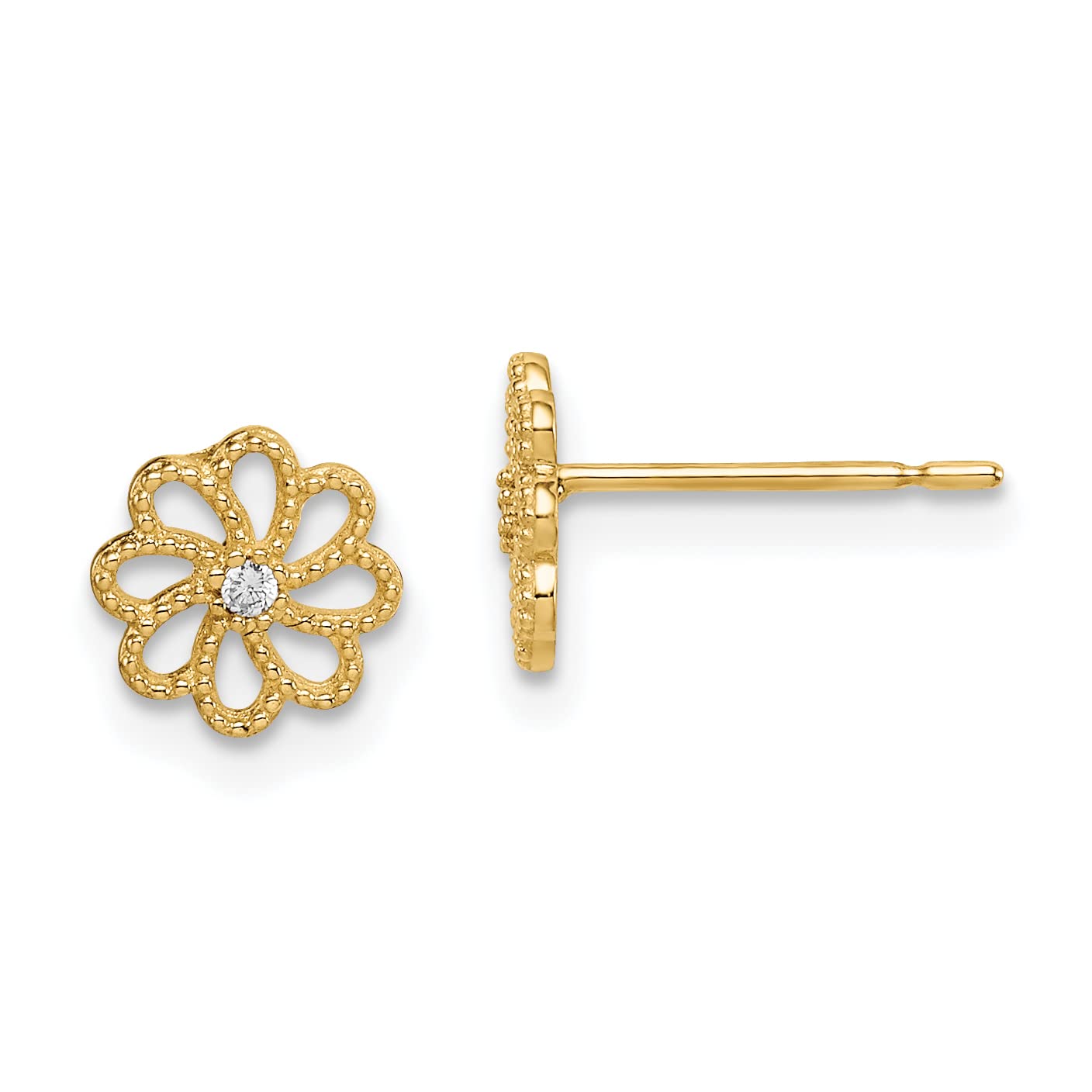 14K Gold Madi K CZ Flower Stud Earrings for Women - Elegant Floral Post Earrings for Everyday Wear, Parties & Special Occasions