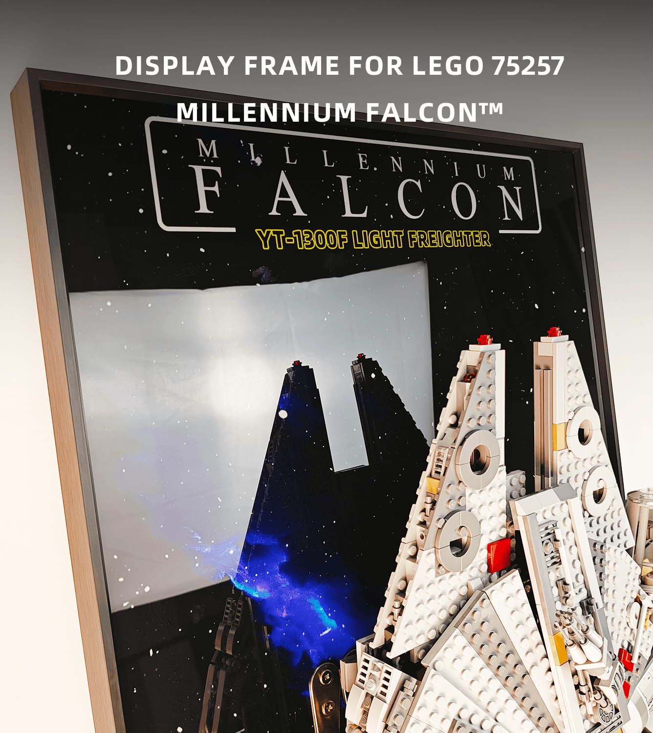 Lego 75257 Star Wars Millennium Falcon Display Wall Frame - Premium Hanging Shelf for Lego Star Wars Collectibles - Perfect for Home Office Decor & Gift for Star Wars Fans